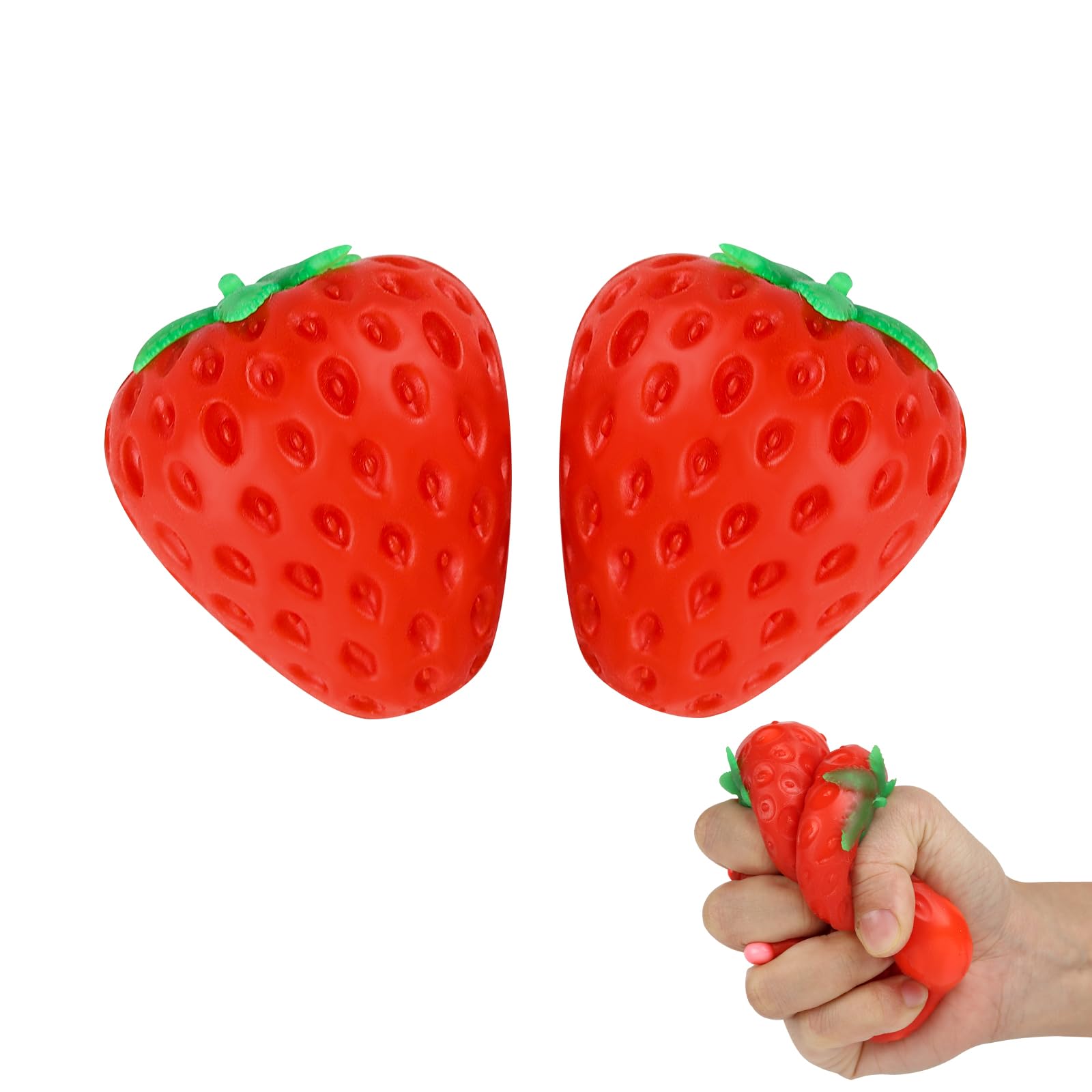 AnboorPack of 2 Strawberry Squishies Toy, Simulated Strawberry Stress Balls, Fruit Sensory Toys to Relieve Anxiety, Autism, Birthday