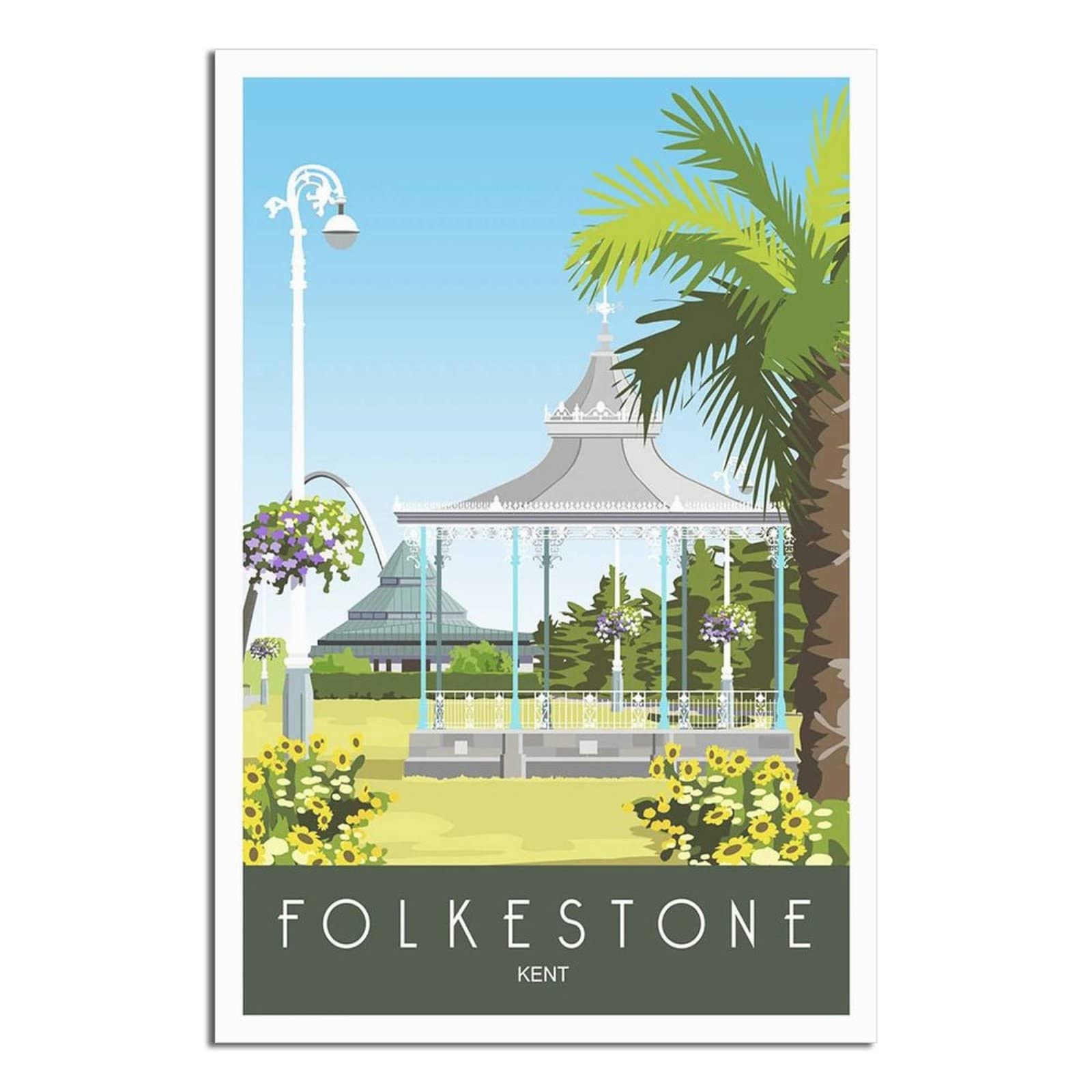 Uejd Unframe-Style Vintage Folkestone Leas Cliff Hall Kent Travel Poster Decorative Posters Modern Bedroom Canvas Art Poster Picture Painting Posters Wall Decor Art Gift