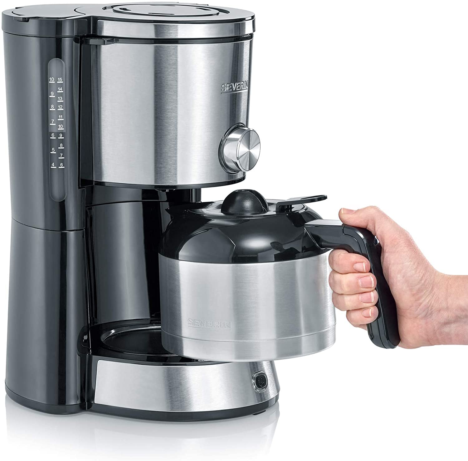 Severin KA 4845 Libera installazione Manuale Macchina da caffè con filtro 1L 8tazze Nero, Acciaio inossidabile macchina per caffè
