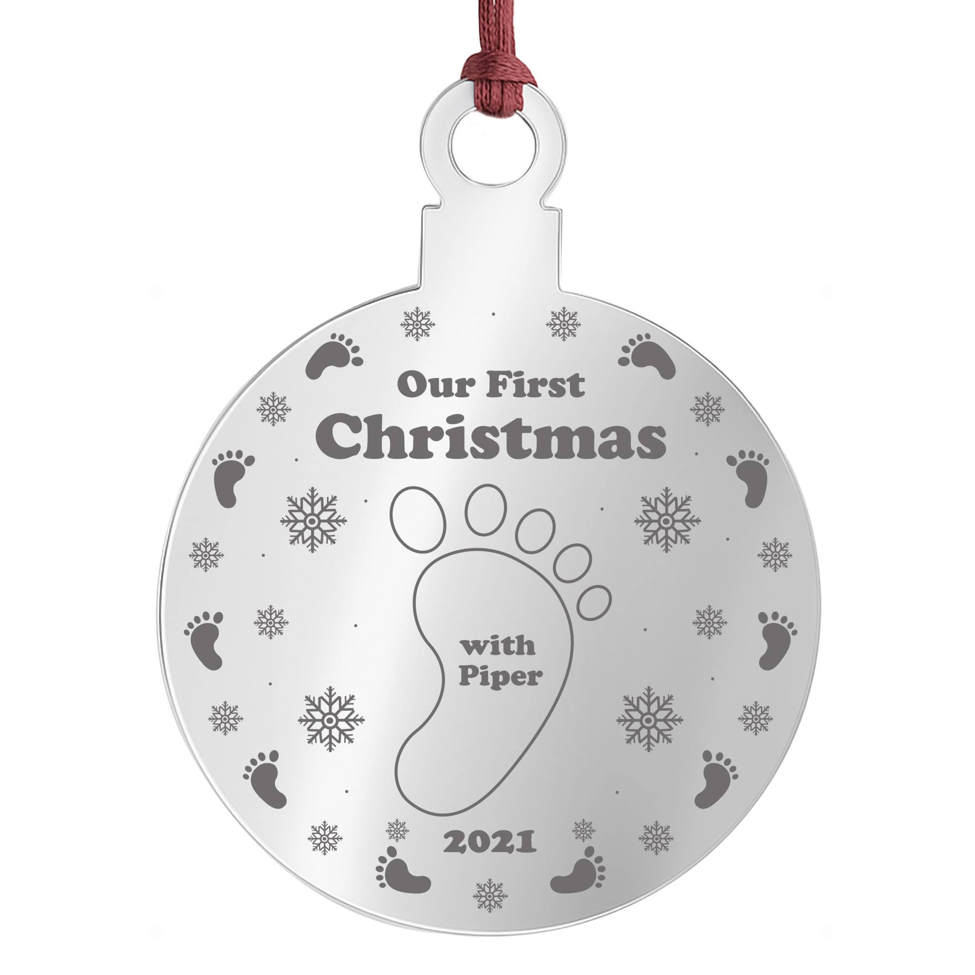 Personalised Our 1st Christmas With Baby Boy Girl Engraved Bauble Mum Dad Gift
