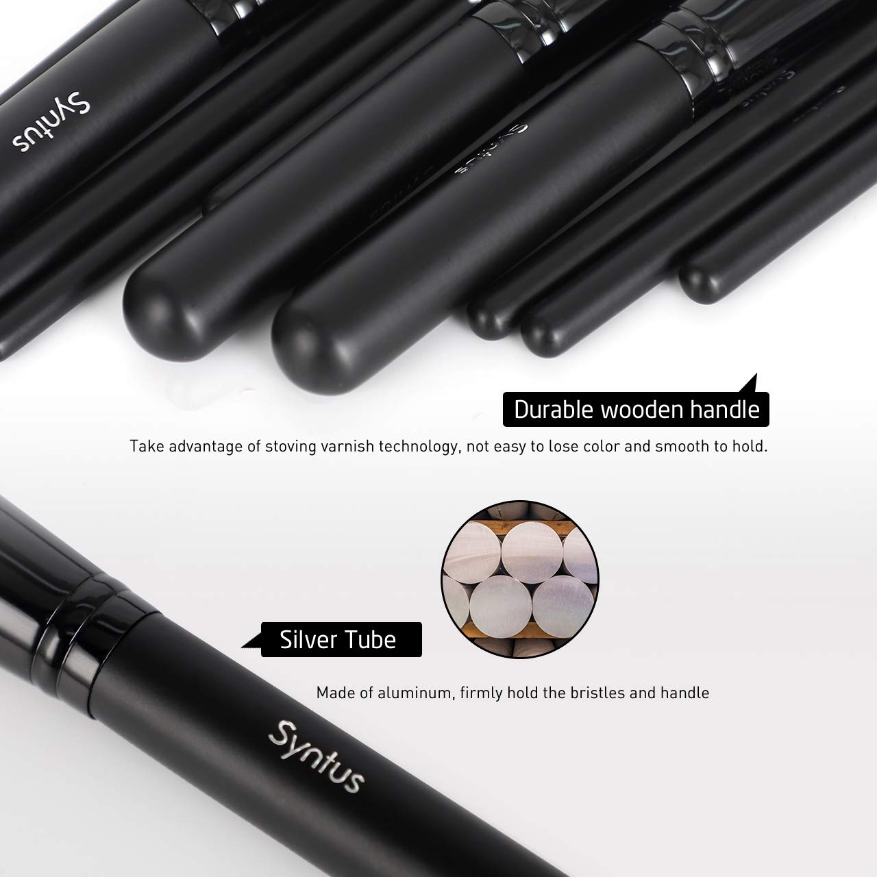 Syntus Makeup Brush Set 16 Makeup Brushes & 4 Blender Sponges & 1 Cleaning Pad Premium Synthetic Foundation Powder Kabuki Blush Concealer Eye Shadow Makeup Brush Kit, Pure Black