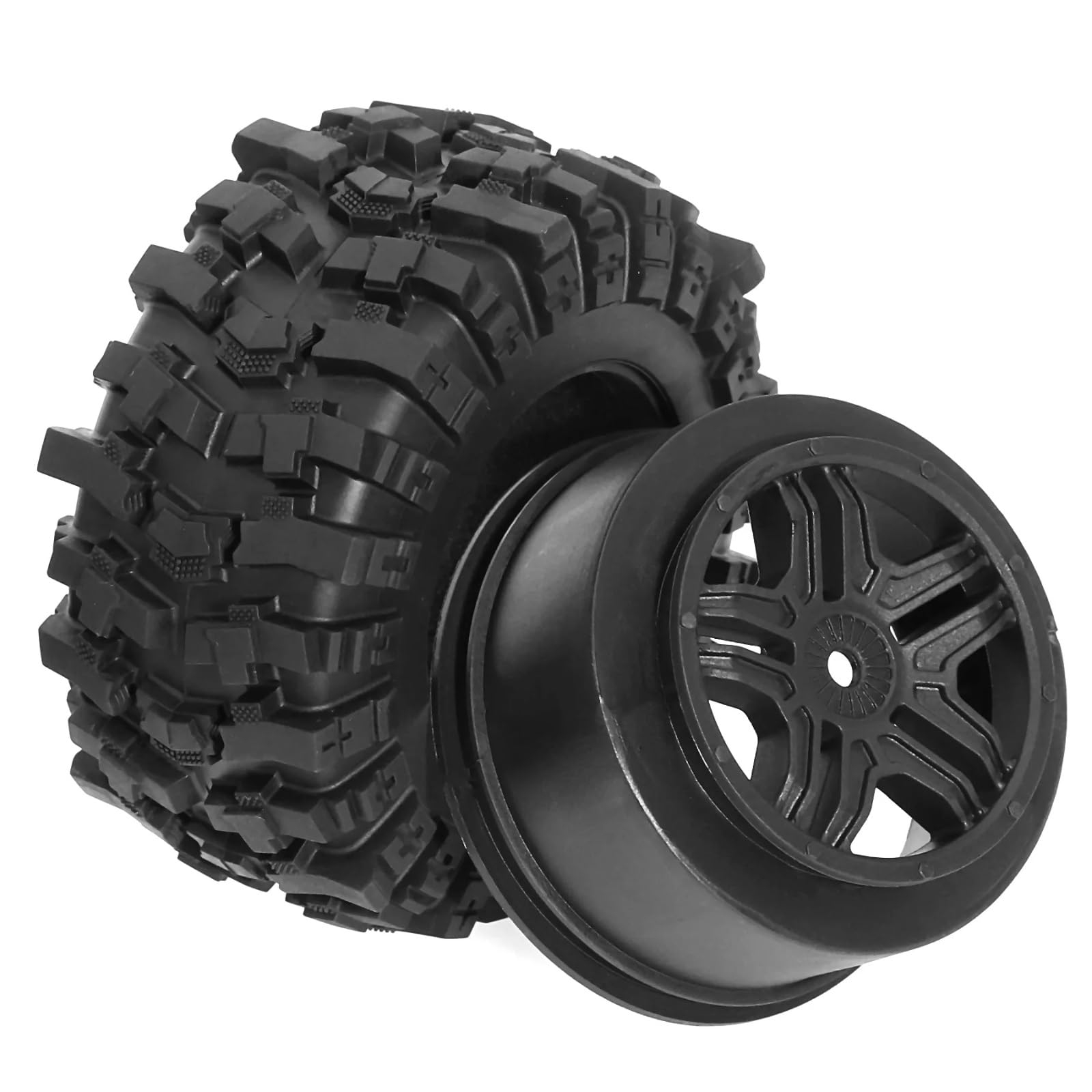 RC Pneumatici Ruote Per Traxxas Per TRX4 Per Slash Per Arrma Per Losi Per Tenacity Per Vkar Per Hpi Per Buggy 1/10 12mm Hex Ruote Pneumatici RC Off Road Car(Black)