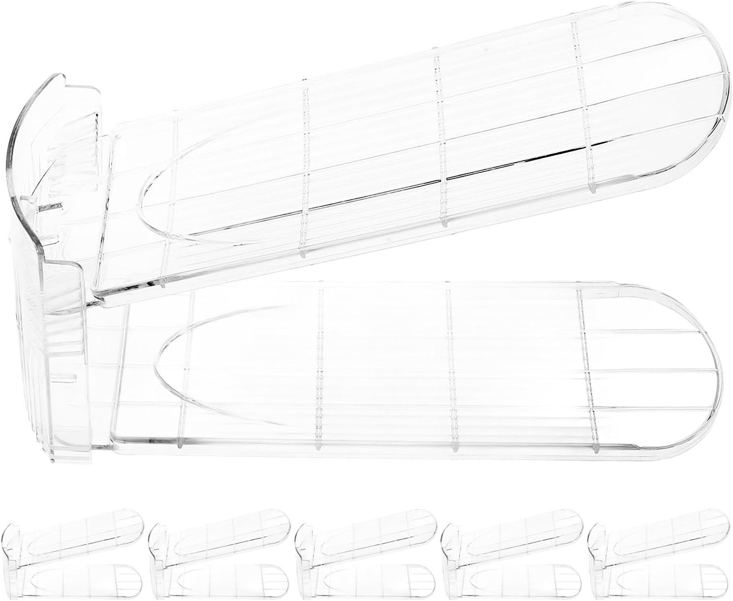 6pcs Shoe Slots Organizer: Adjustable Shoe Rack Storage Space Saver - Transparent Double Layer Sneaker Holder for Closet Organization