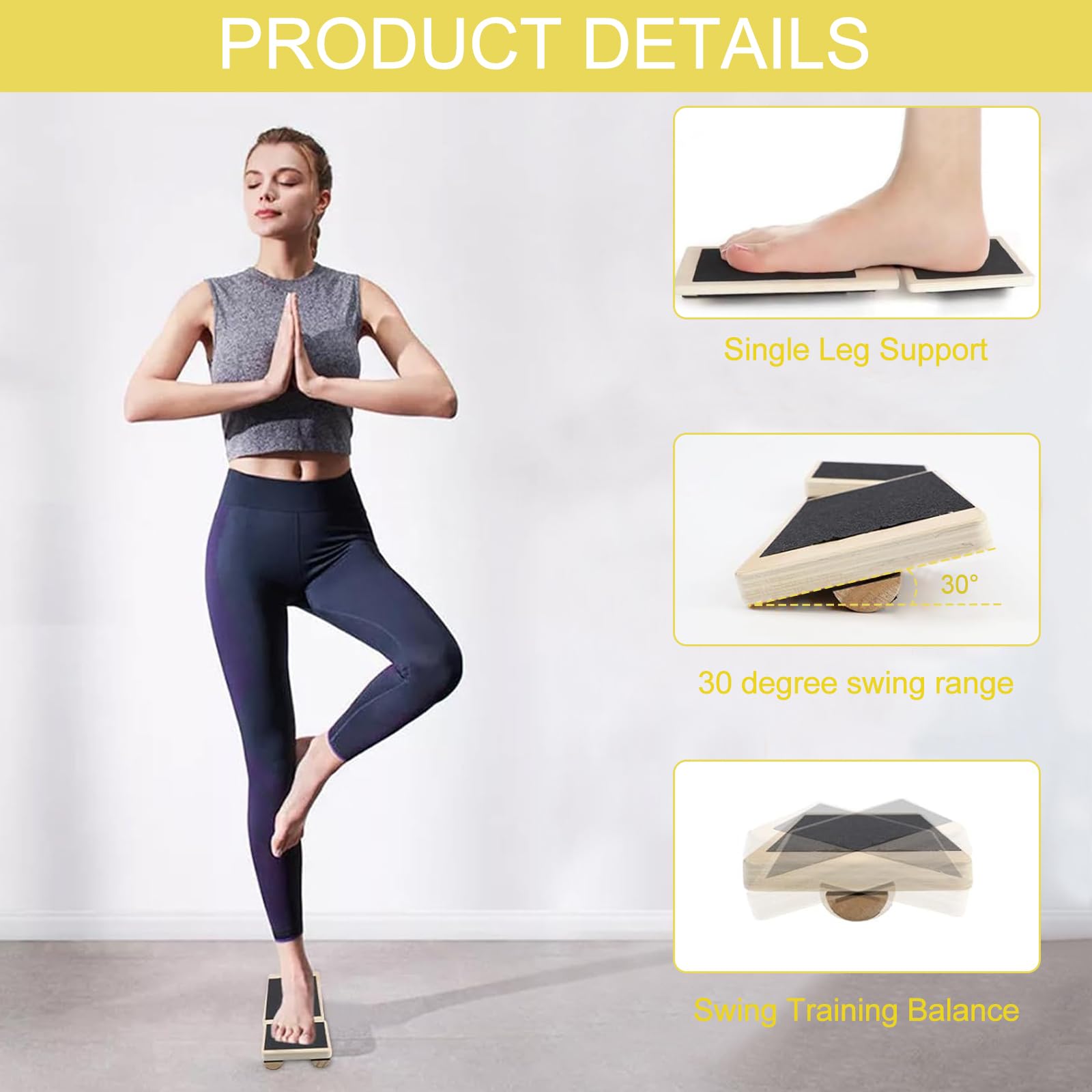 Legno Tavoletta Propriocettiva Caviglia, Balance Board, Tavola Propriocettiva Per Lo Stretching Della Caviglia, Esercizi Di Stabilità, Correzione Della Postura