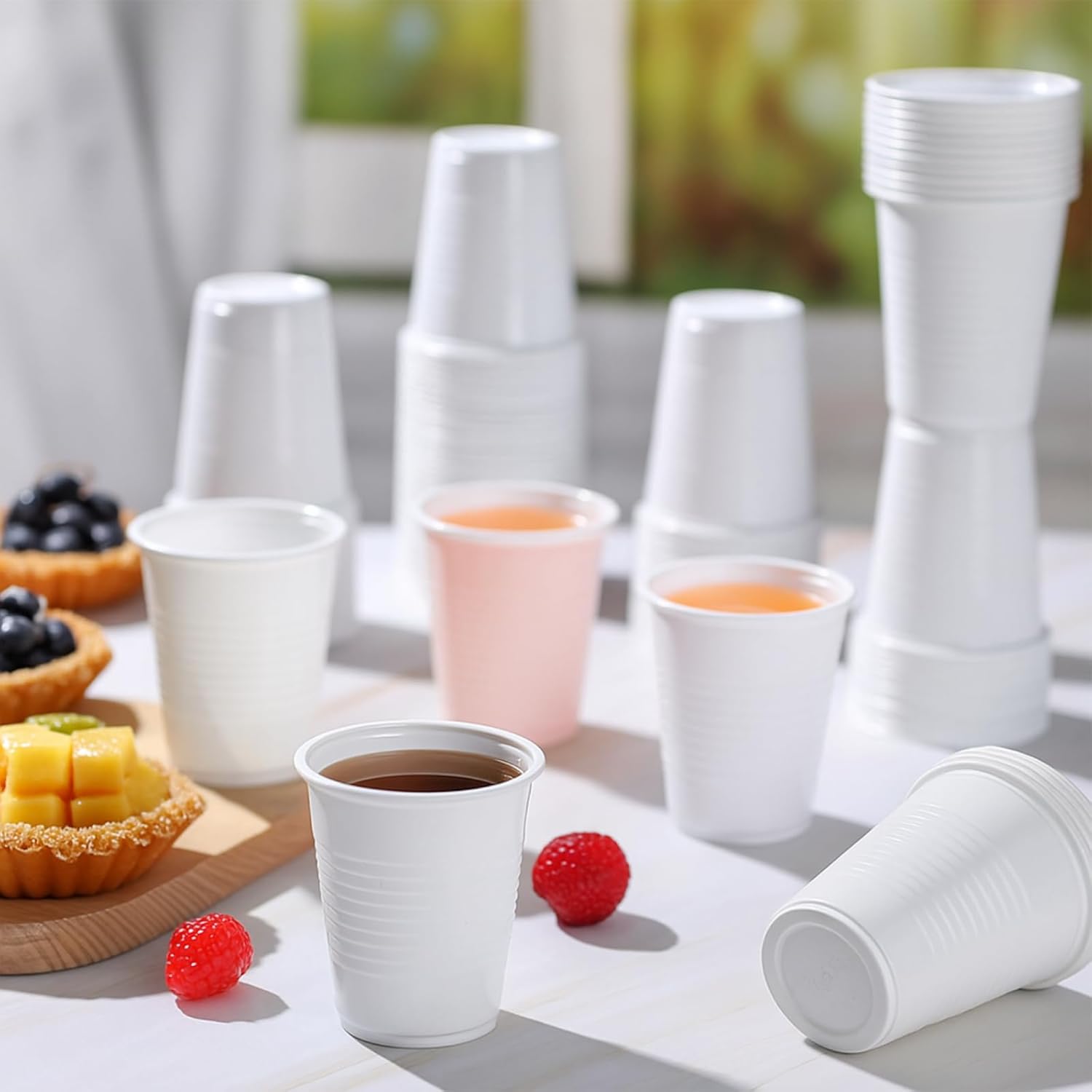 Eaasty 1000 Pcs White Plastic Cups Bulk 5 Oz/150 ml White Disposable Plastic Drinking Cups Disposable Drinking Tumblers Bulk for Tasting, Birthday Parties, Picnic, BBQ, Wedding