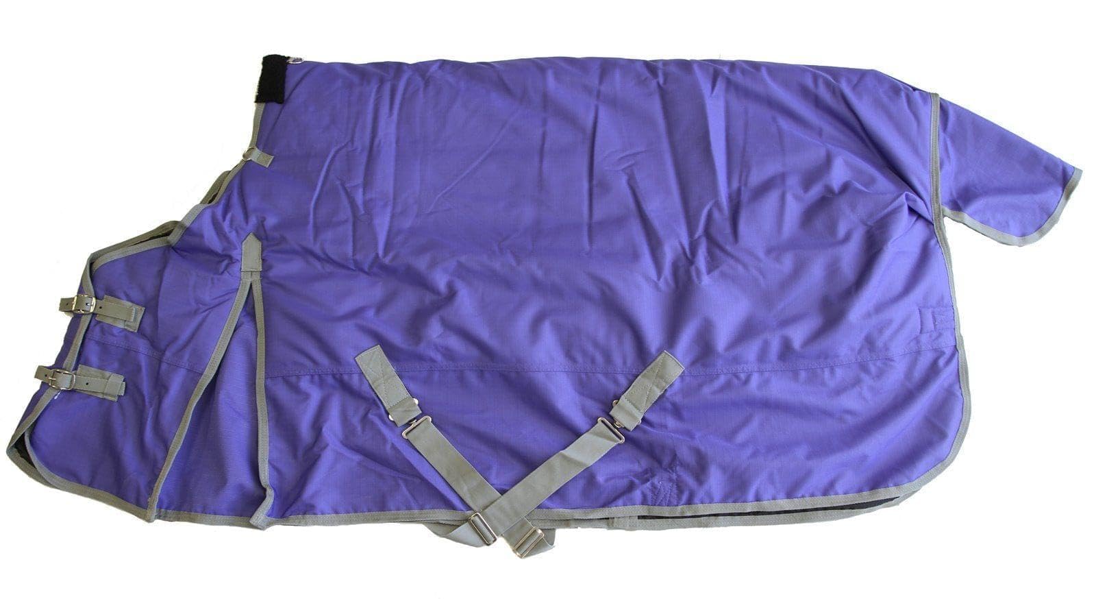 AJ Tack 1200D Waterproof Winter Horse Blanket with Hood - 400g Heavyweight Turnout with Fleece Collar, Shoulder Gussets & Tail Flap - Purple 68