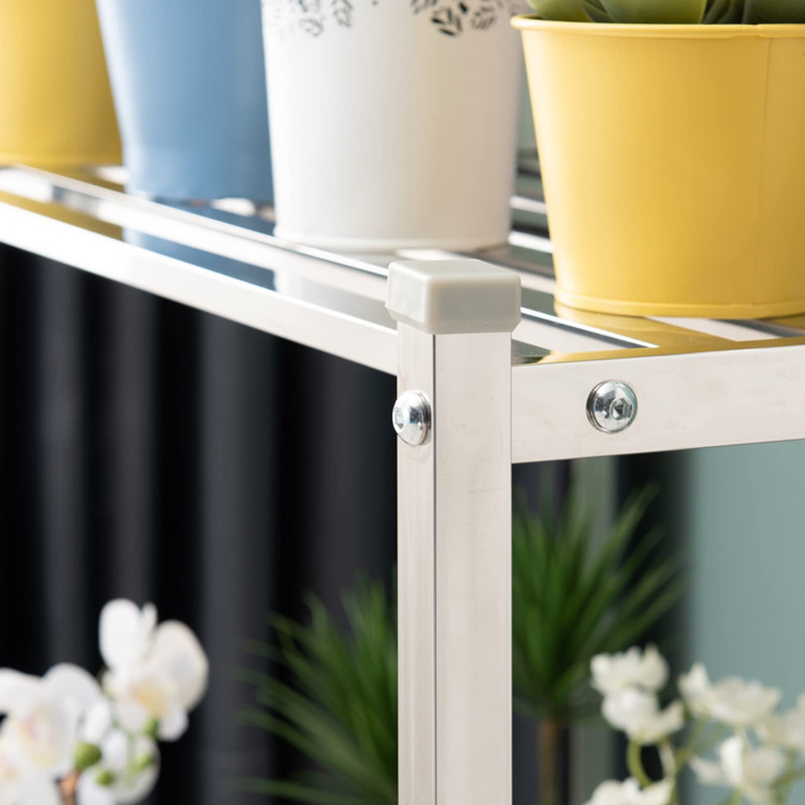 Soporte de plantas de acero inoxidable para balcón interior al aire libre, 2 niveles de maceta Pottilla estantería para jardín Greenhouse Patio exterior Almacenamiento Rack Organizador Plantador Titul Soporte de plantas de acero inoxidable para balcón interior al aire libre, 2 niveles de maceta Pottilla estantería para jardín Greenhouse Patio exterior Almacenamiento Rack Organizador Plantador Titul