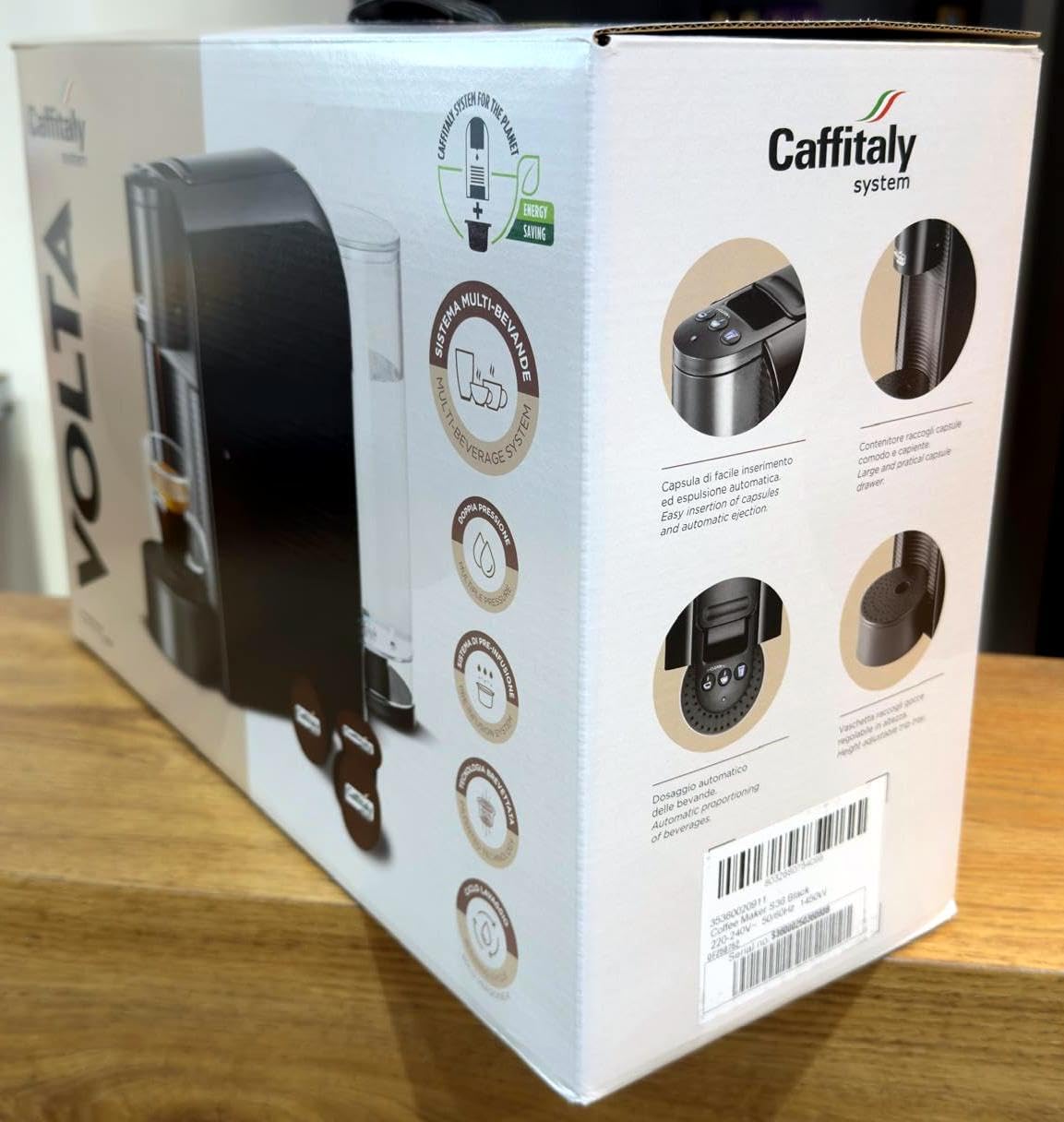 Caffitaly S36 Volta Cafetera de Cápsulas, compacta, rápida y silenciosa, encendido rápido, apagado automático, 3 Botones programables paras la dosificación. (Negra)