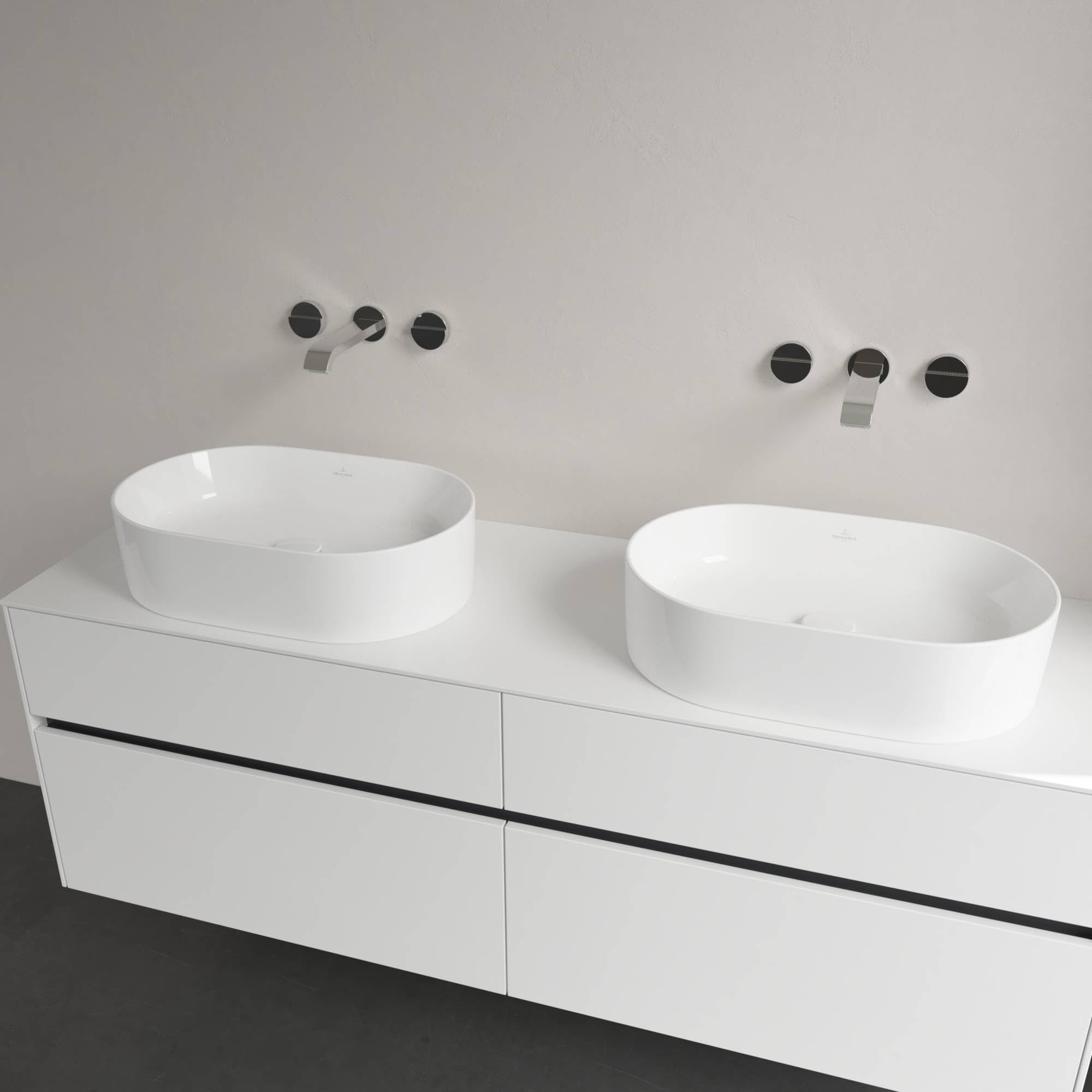 Villeroy & Boch Collaro Aufsatzwaschbecken, 560 x 360 mm, ohne Hahnloch, ohne Überlauf, geschliffen, 4A195601, Farbe: weiß-alpin