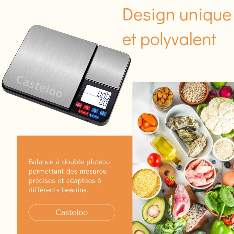 Balance de cuisine numérique de 10 kg, poids en grammes et onces pour la cuisson, la cuisson, le café, les colis postaux, écran LCD, facile à nettoyer en acier