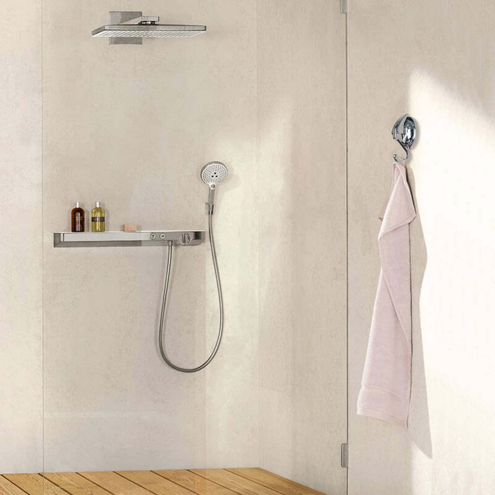 4 Pezzi Ganci a Ventosa, Appendi Strofinacci Cucina con Carico Massimo di 10KG, Ganci Appendi Impermeabili e Forti per Bagno Finestra Ghirlanda Porta Blindata Finestra Corona (Argento)