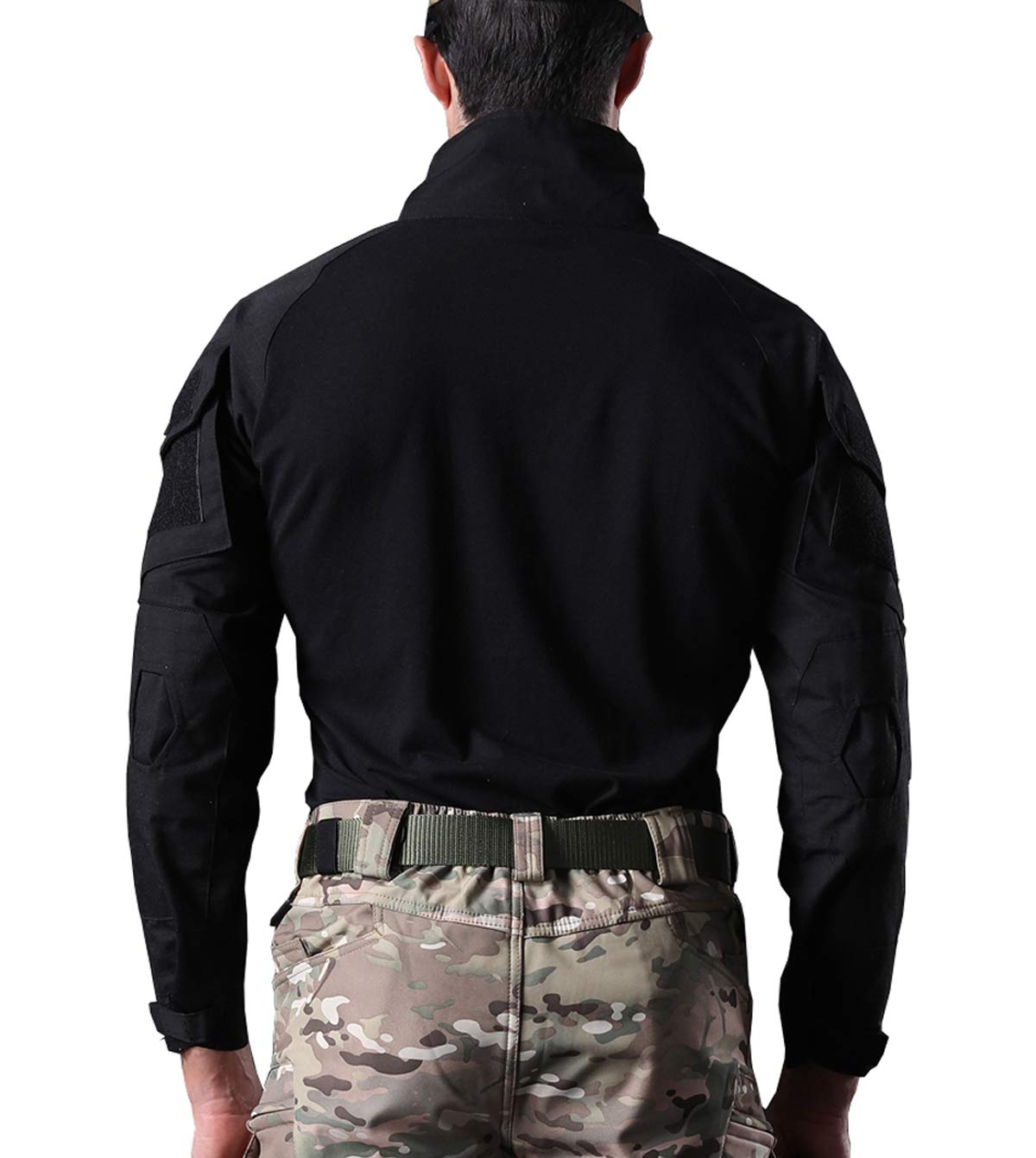 KEFITEVD Chemise de Combat Homme Chemise Camouflage Militaire Tactique T-Shirt Slim Fit Chemise à Manches Longues