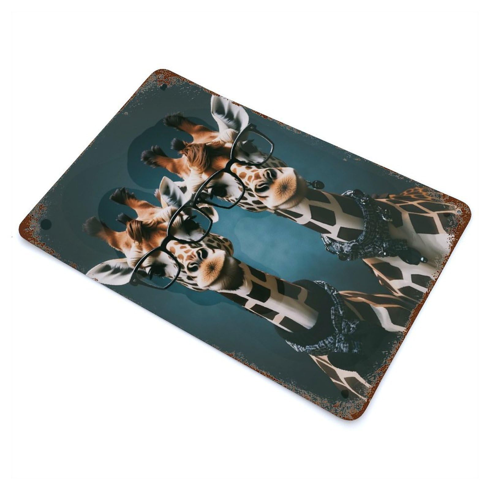 Cute Twin Giraffes Retro Metal Sign 11.8"x7.9", for Pub, Kitchen And Man Cave Decor, Retro Wall Decor