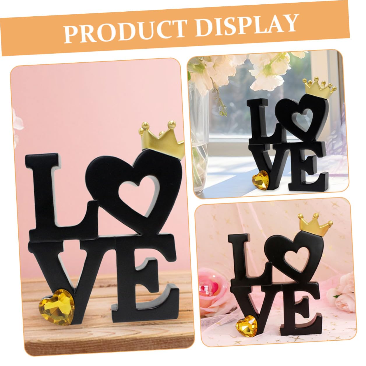 VICASKY Cartello da Tavolo Scritta Love in Legno Nero Decorazione da Tavolo Romantica per Matrimoni e San Decorazioni da Cucina Artigianali per Arredamento Casa