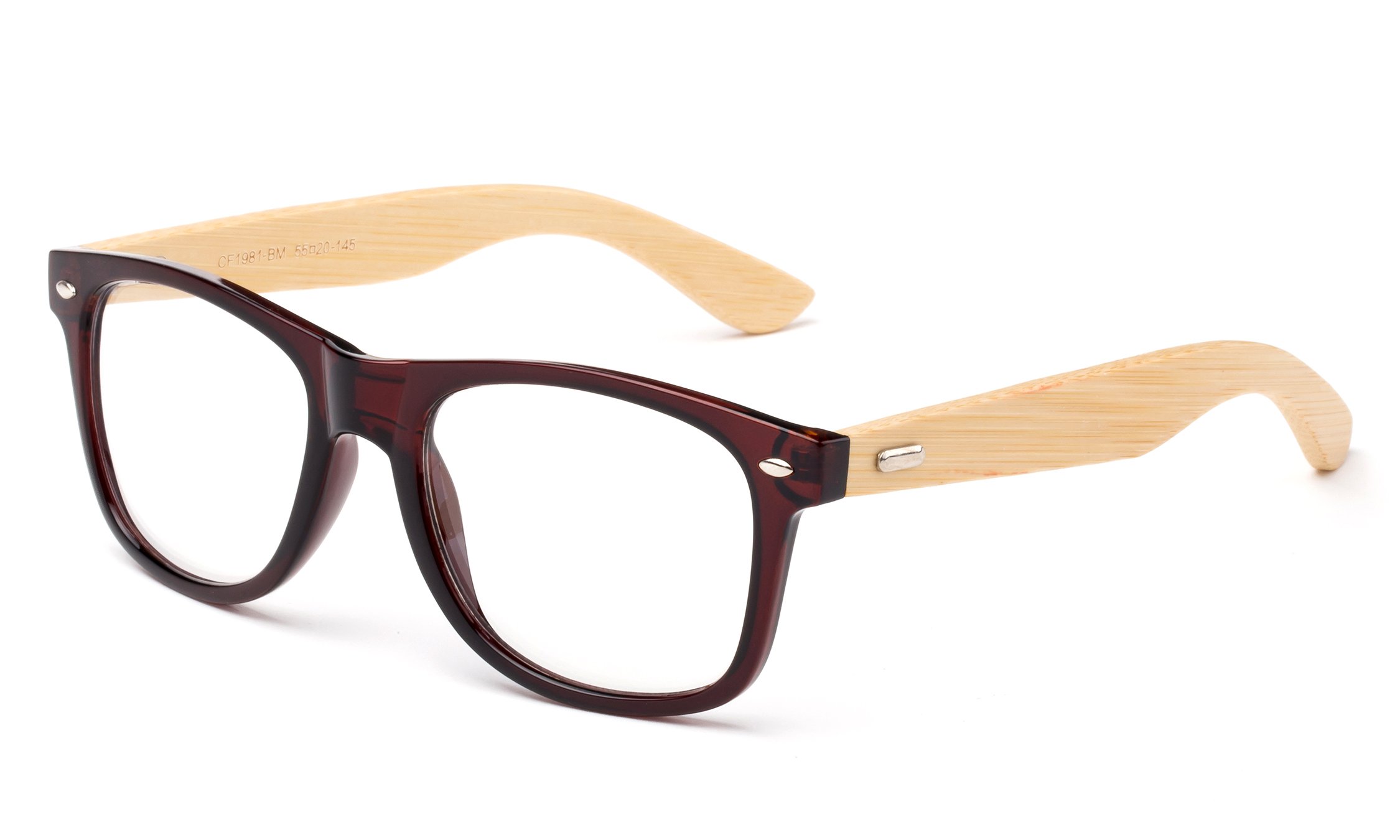 Newbee Fashion - Real Bamboo Temples Clear Frames Glasses Men Women Wooden Frames