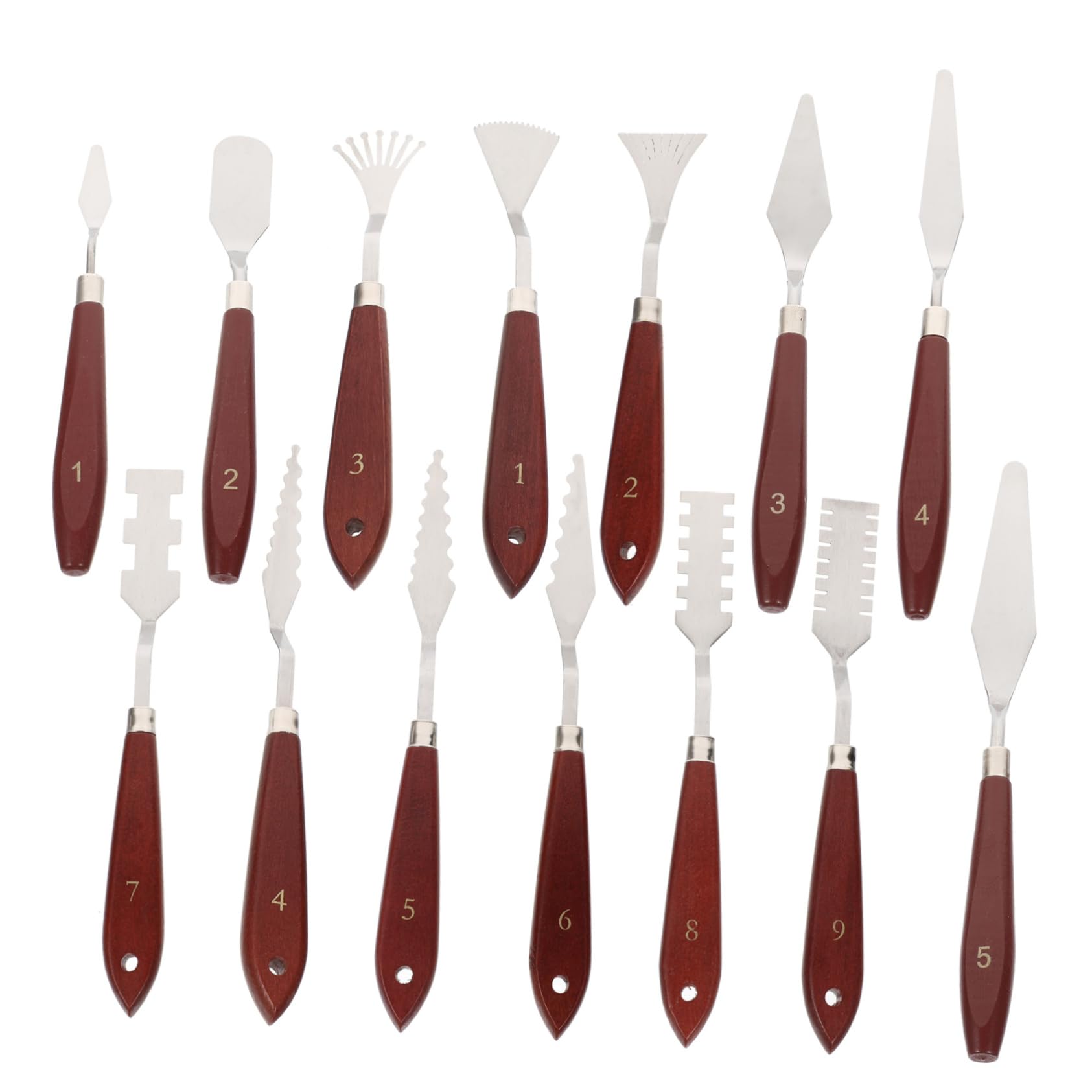 Ensemble de Spatules à Peinture en Acier Inoxydable Marron, 14 Pièces