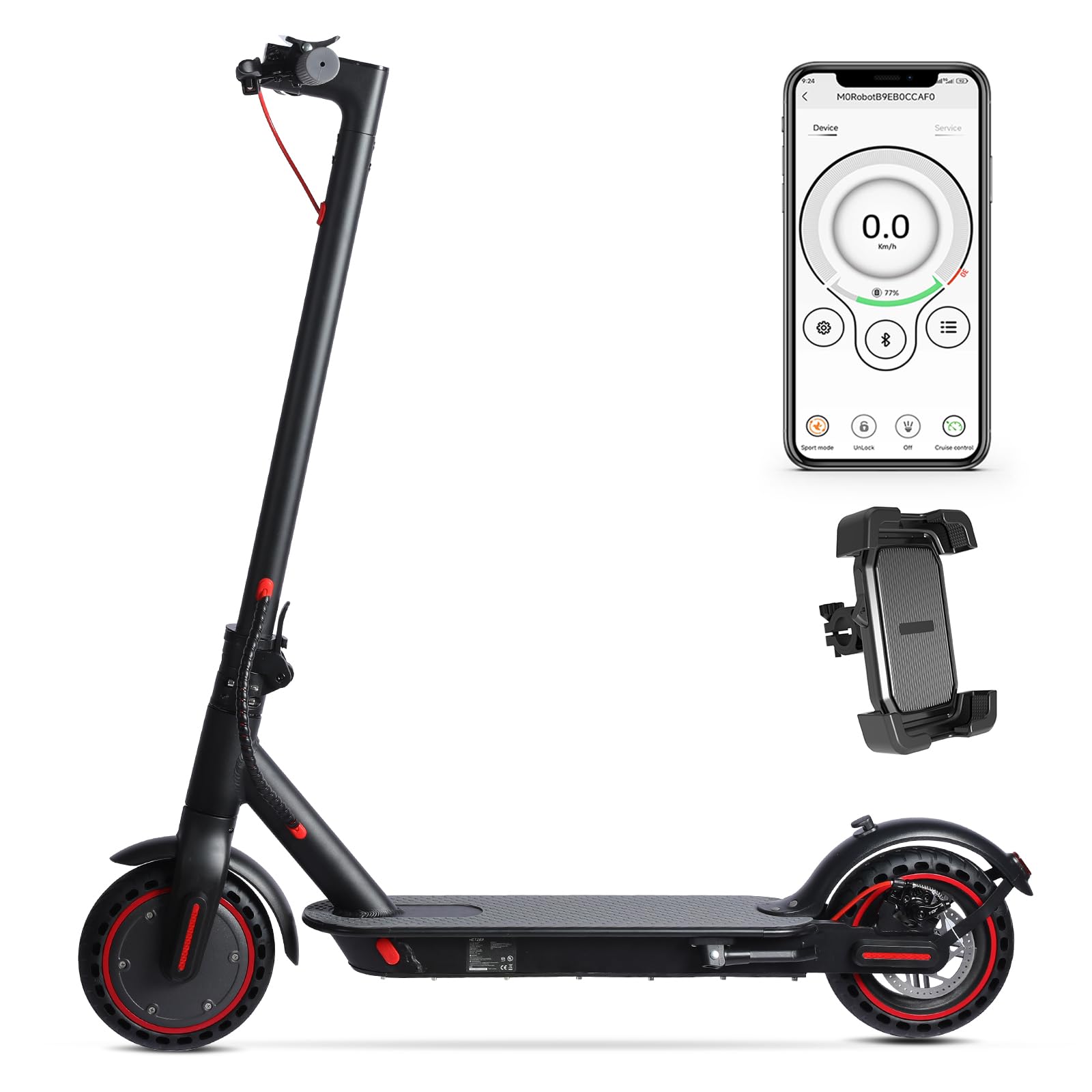 Electric Scooter Phone Holder 8 5 Tires 19 Miles Range 350W Motor 19 MPH Portable Folding Commuting Electric