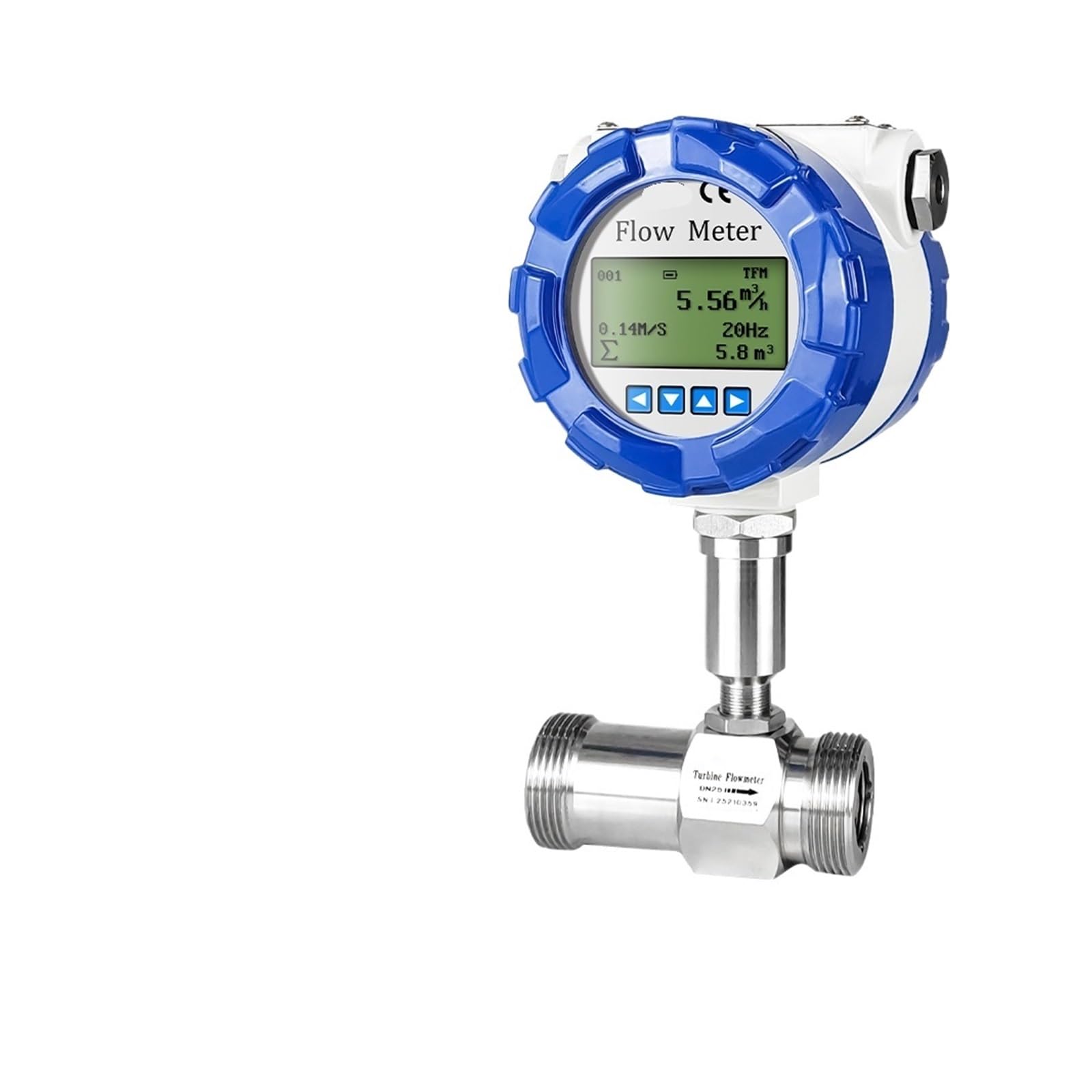 BALYDLUL Turbine Flowmeter Clamp Display Type Custom Flow(DN6 SS304)