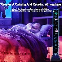 Vista 2 de 4FT LED Bubble Tube Floor Lamp Extra Large Aquarium Lamp with 10 Fish and Remote Control 20 Light Changes Tall Water Tower Tank Night Light for