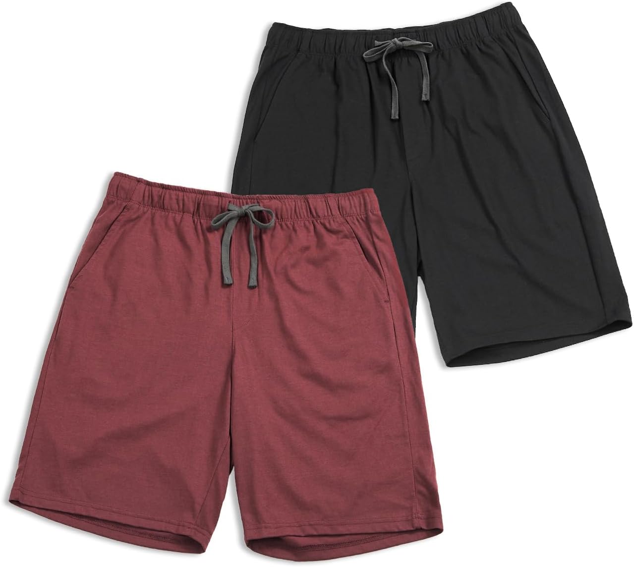 LAPASA Men's Pajama Shorts (2 Pack) Super Soft Knit Sleepwear Lounge Pants PJ with Drawstring and Pockets Lightweight M93