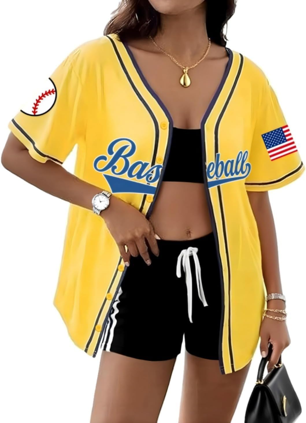 Baseball Jersey Shirts for Women Baseball Player T-Shirt Game Day Fan Graphic Tees Button up Short Sleeve