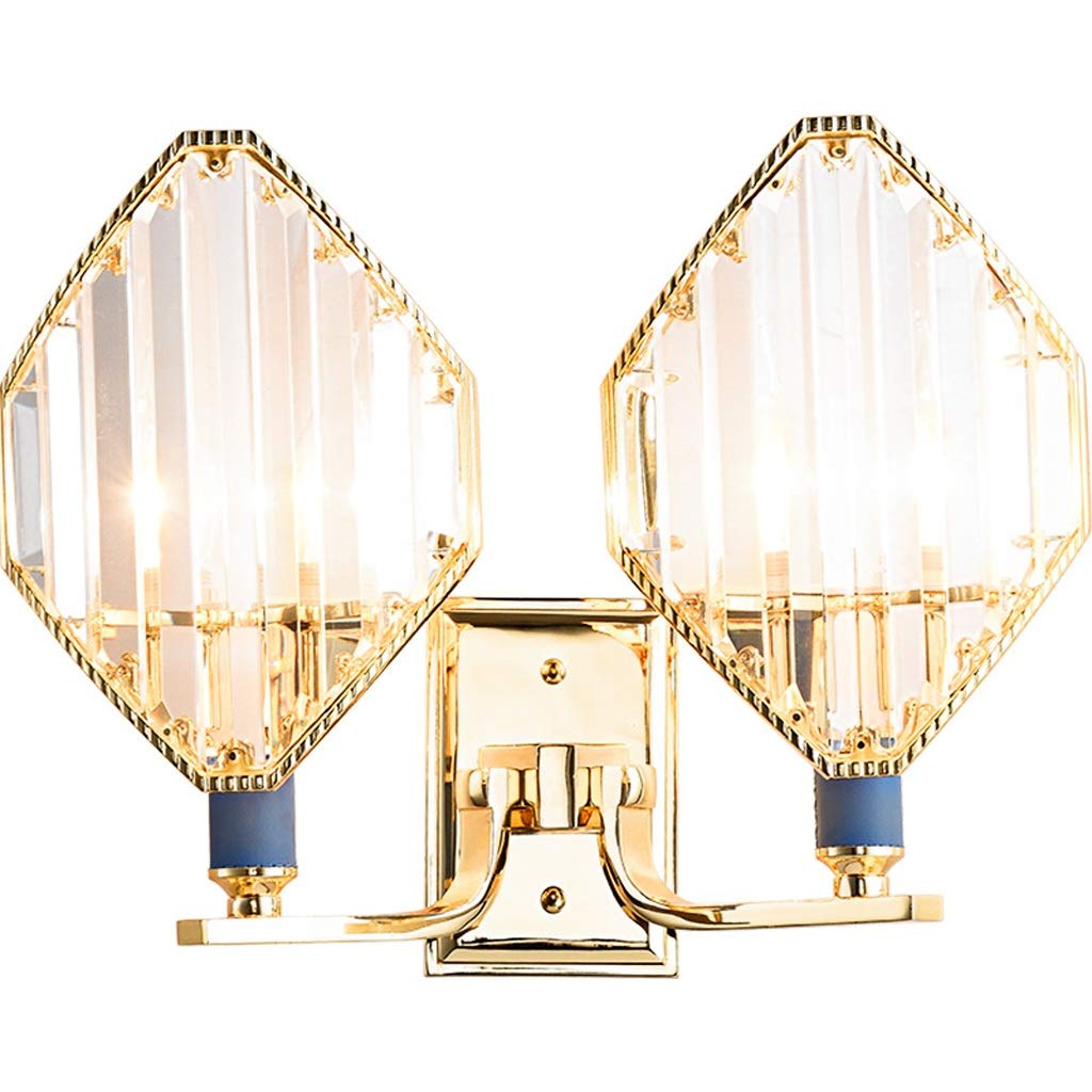 ZTCHSENZT Wall Sconces, Wall Lamp Wall Lamp Double Head Modern Minimalist Copper Wall Lamp Living Room Bedroom Wall-Mounted Lighting Wall Lamp Creative Crystal Wall Lamp Wall Mount