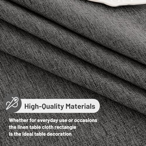 Waterproof Soft Linen Rectangular Tablecloth-55.1 x 39.4in(140 * 100cm) Wipe Clean Rectangle Table Cover for Dining Rooms, Kitchens, Living Rooms,Gardens (Dark Grey) - Image 5