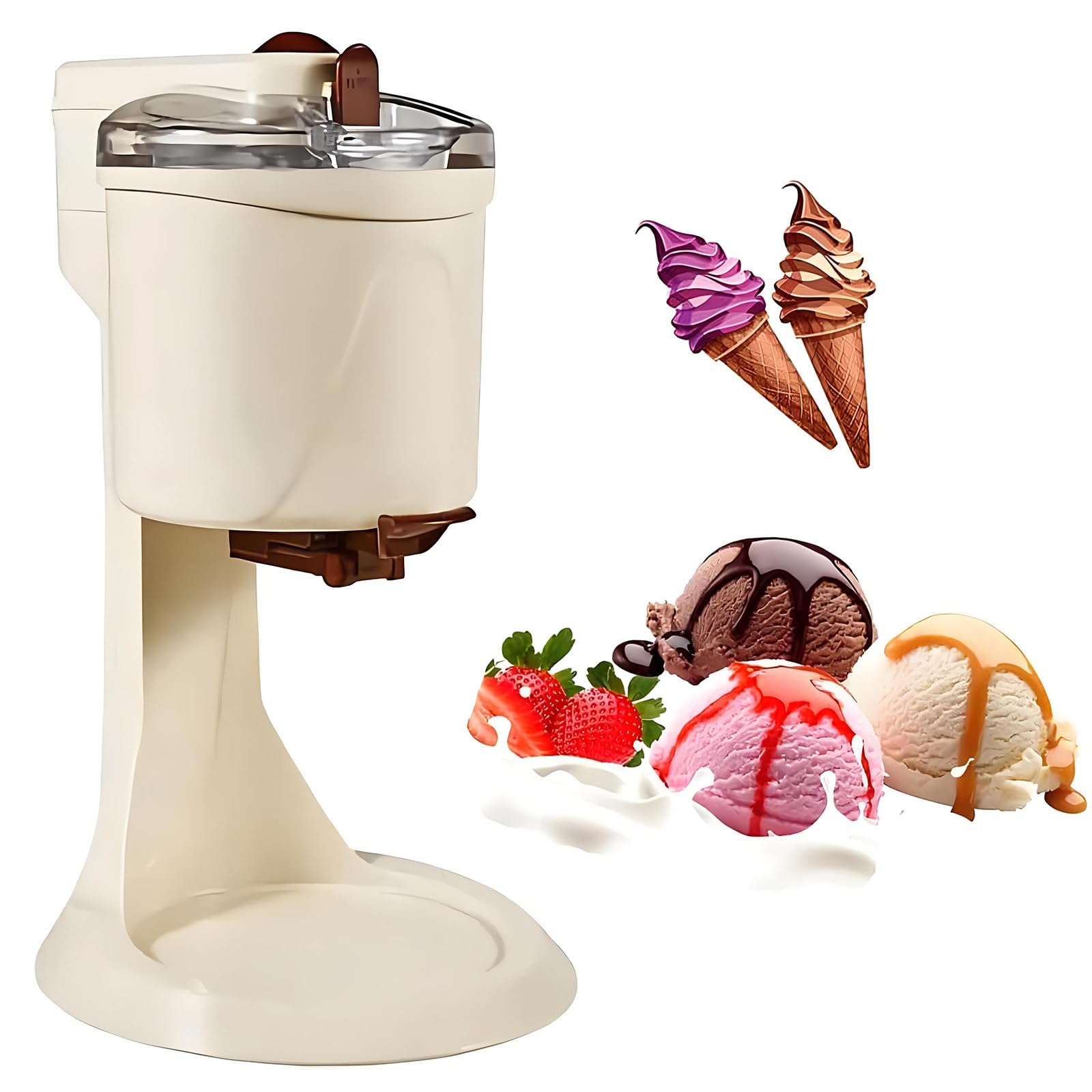 Sorbetière à Glace Italienne 1L pour Plan De Travail,Machine Automatique pour Desserts Maison Rapides,Réalise Yaourts,Sorbets Et Glaces Aux Fruits,Facile à Nettoyer