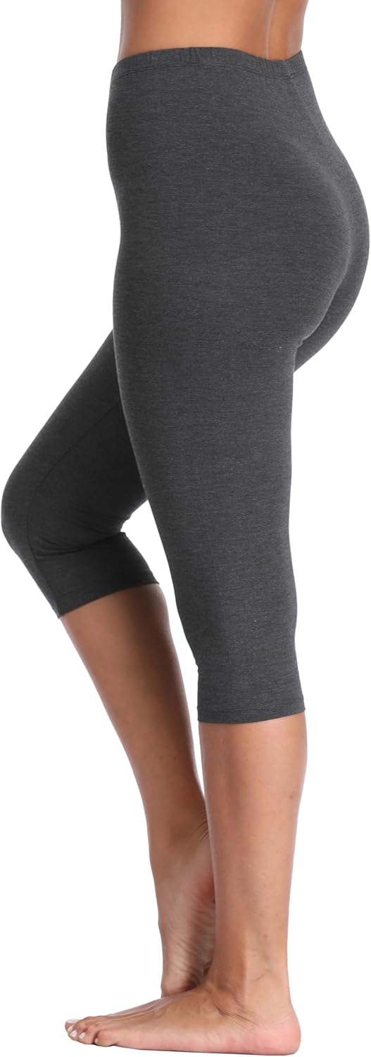 Women's Soft Capri Leggings Lightweight Cropped Leggings 3/4 Stretch Capris Yoga Pants - Rug & Plus