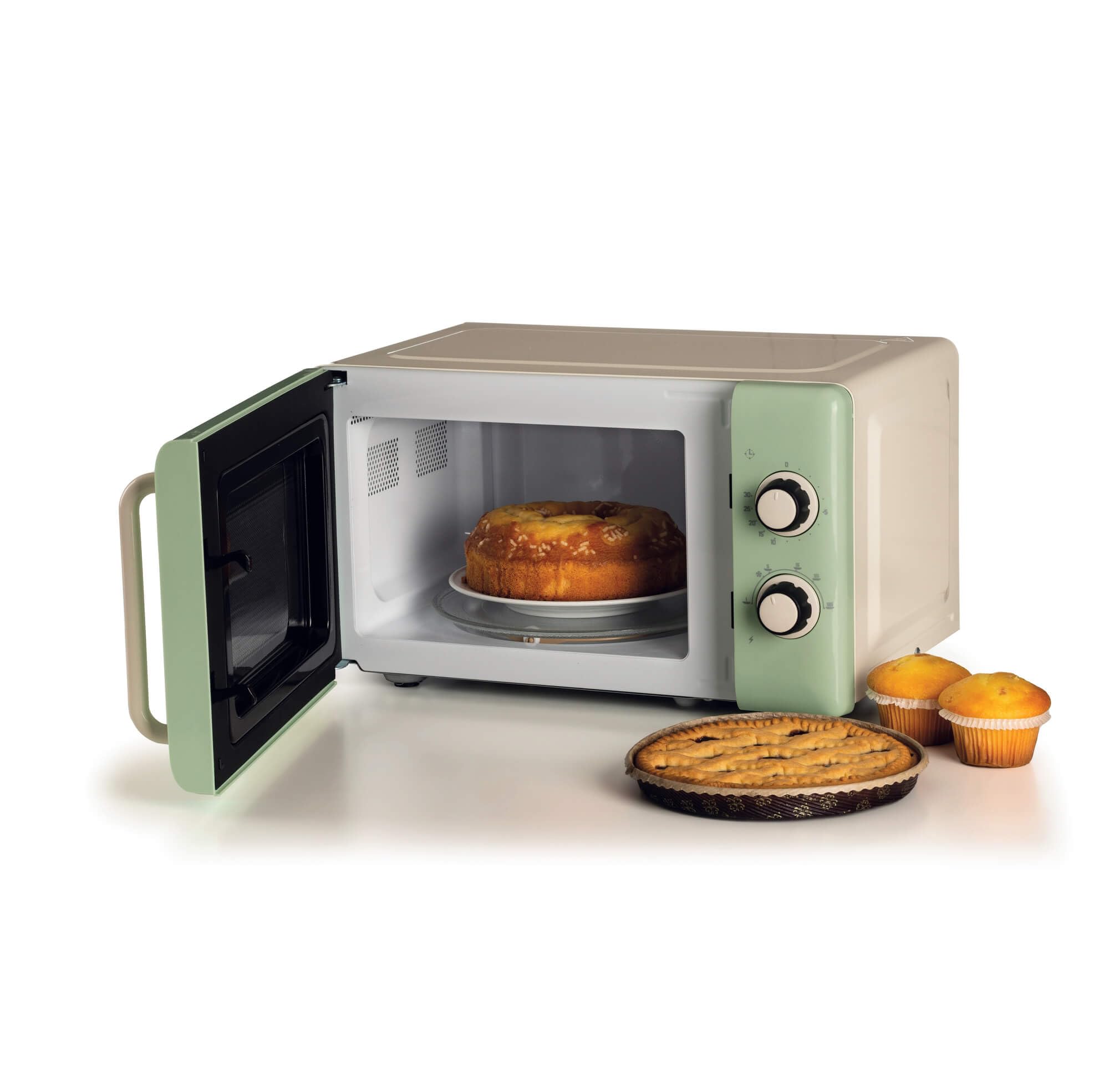 Ariete 3960 Mikrowelle Vintage 800 W 20 l 3 Funktionen 6 Kochstufen Timer Grün
