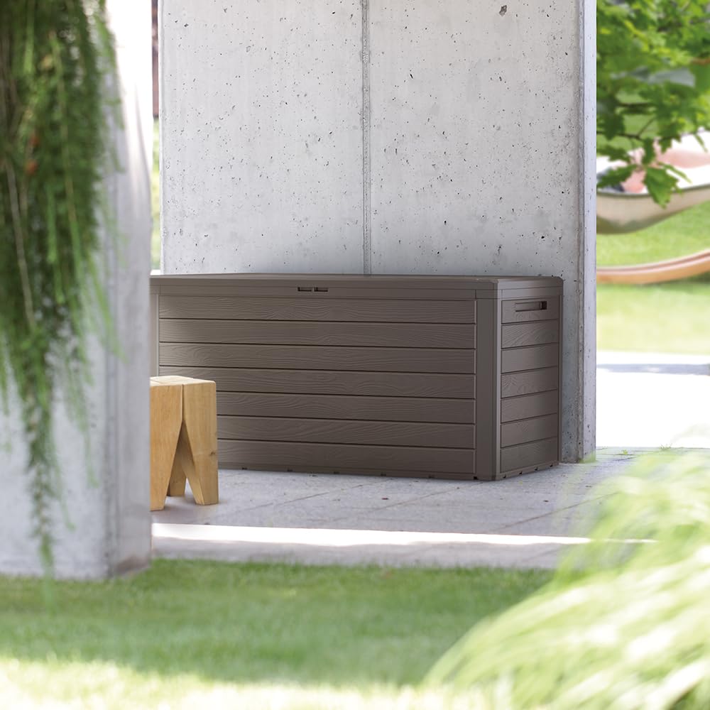 VOUNOT® Baule da Giardino Impermeabile 280 L Effetto Legno Marrone