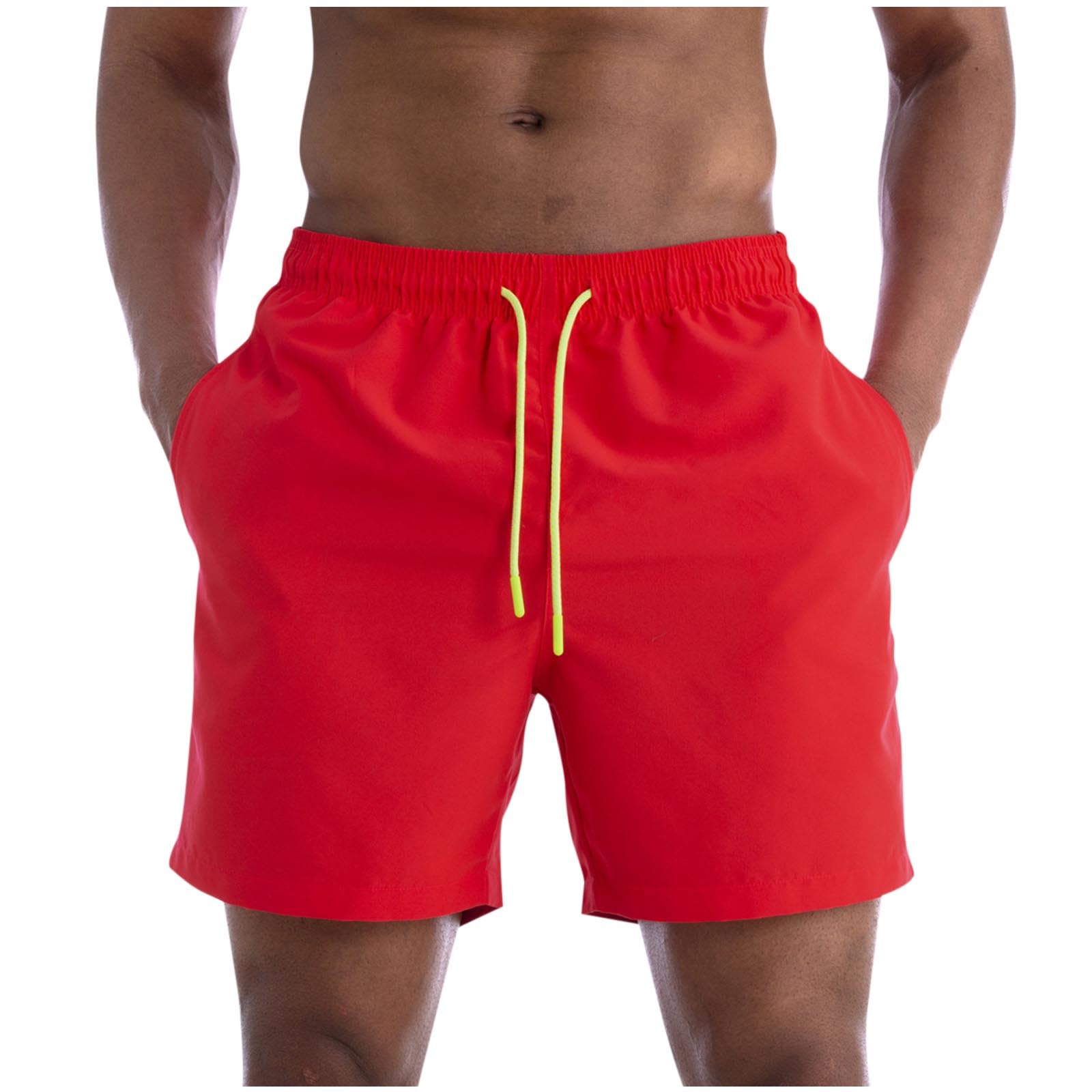 Shorts Herren Sommer Kurze Hosen Schnelltrocknend Laufhose Kurz Casual Fitness Outdoorshorts Arbeitshose Herrenshorts mit Kordelzug Elastische Taille Freizeitshorts Wassermelonenrot L