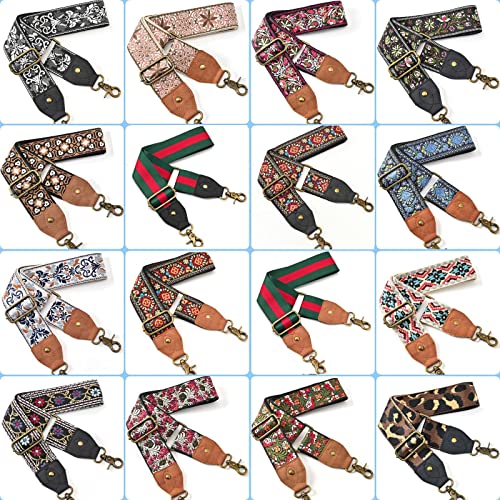 Image of Purse Strap Wide Shoulder Strap Replacement Crossbody Handbag Adjustable Embroidery Guitar Style Bag Strap