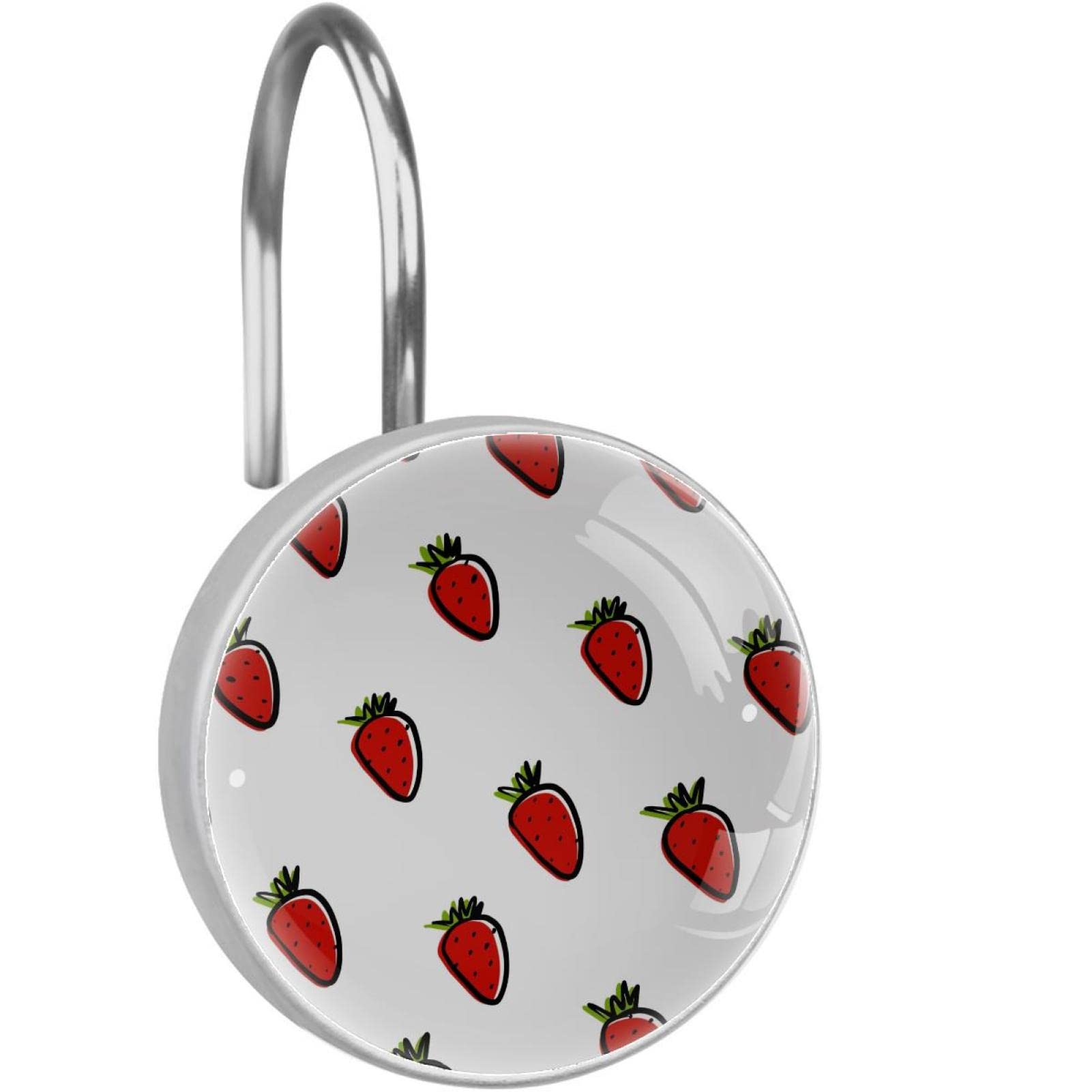 Crochets de rideau de douche en acier inoxydable durable avec motif fraises élégant