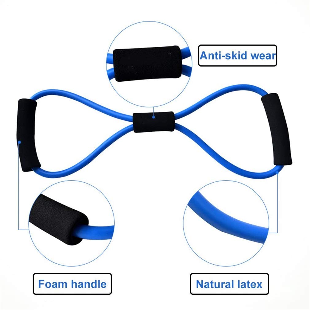 Fascia di resistenza per esercizi a 8 forme, 2 pezzi per fitness e yoga, fascia di resistenza per allenamento muscolare, per esercizi muscolari, per allenamento completo (giallo
