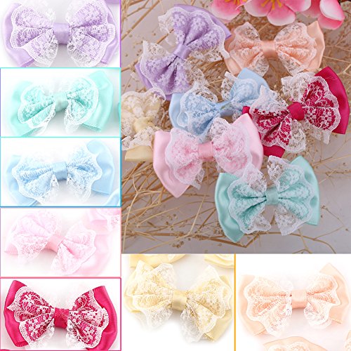 Bow Appliques, 100Pcs Mini Bow Tie Shaped Lace Flowers Wedding Ornament Appliques Diy Embellishment Craft Artificial Decoration (Pink) #TOP6