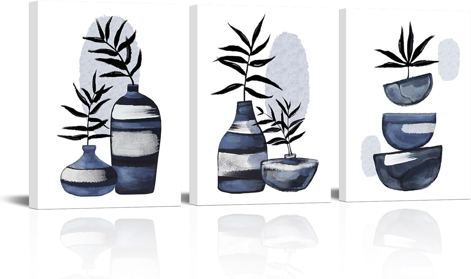 Nachic Wall Blue Grey and White Wall Decor Botanical Plant