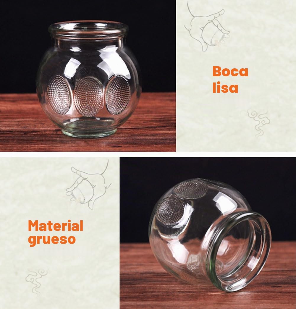Juego de 14 ventosas de cristal para terapia de ventosas,Juego de terapia de ventosas de vidrio grueso para profesionales,Herramientas tradicionales chinas de ventosas