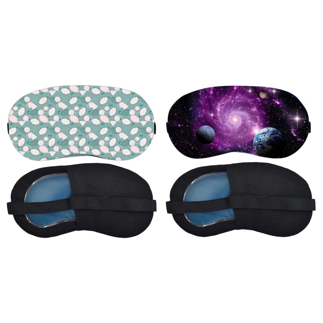 Aoxeria Mint Seashell Pattern, Purple Galaxy Planets Sleeping Mask Combo, Soft Comfortable Light-Blocking Eye Cover for Women, Men & Kids, Reusable Blindfold for Night Sleep, Nap, Travel (Pack of 2)-image-27