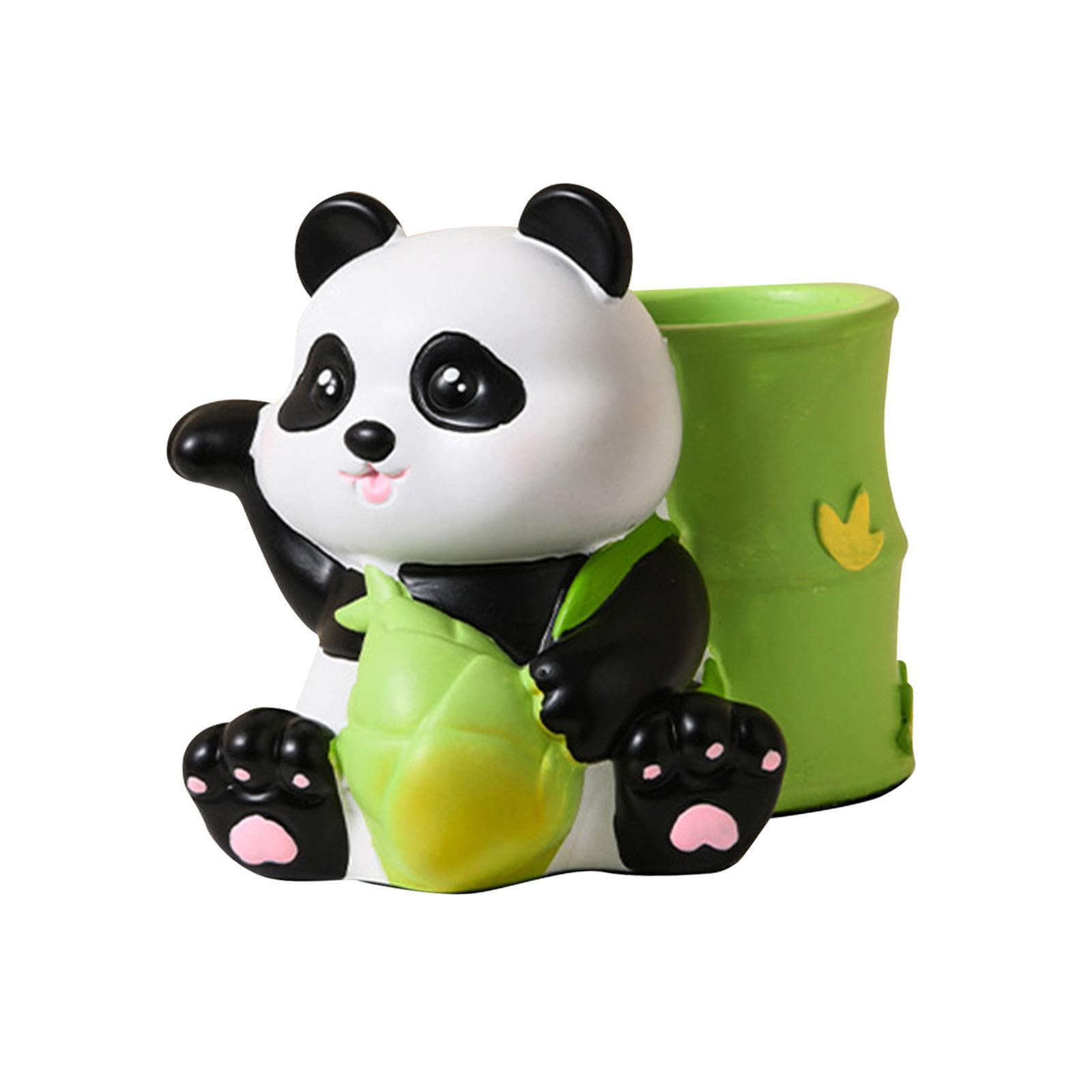 TWISAXC Cute Cartoon Panda Pen Pencil Holder Desktop Organizer for Creative Office Desk Accessories For Kids Girls Stationery Container Panda Statue Figurine