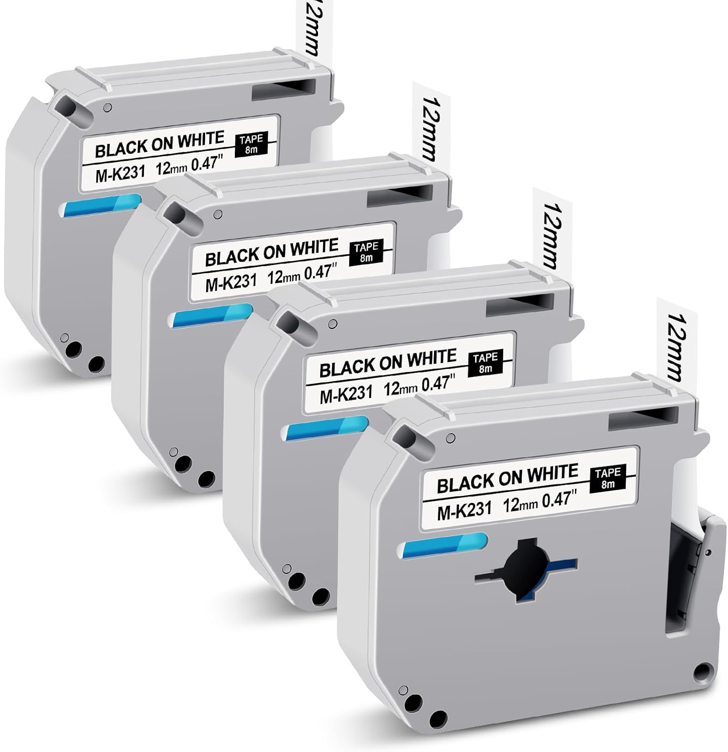 10Pack M Tape 12mm 0.47 White Compatible with Brother PTouch M-K231 MK231 M231 Label Maker Tape Compatible with PT-M95 PT-80 PT-45, Black on White, 1/2" x 26.2'