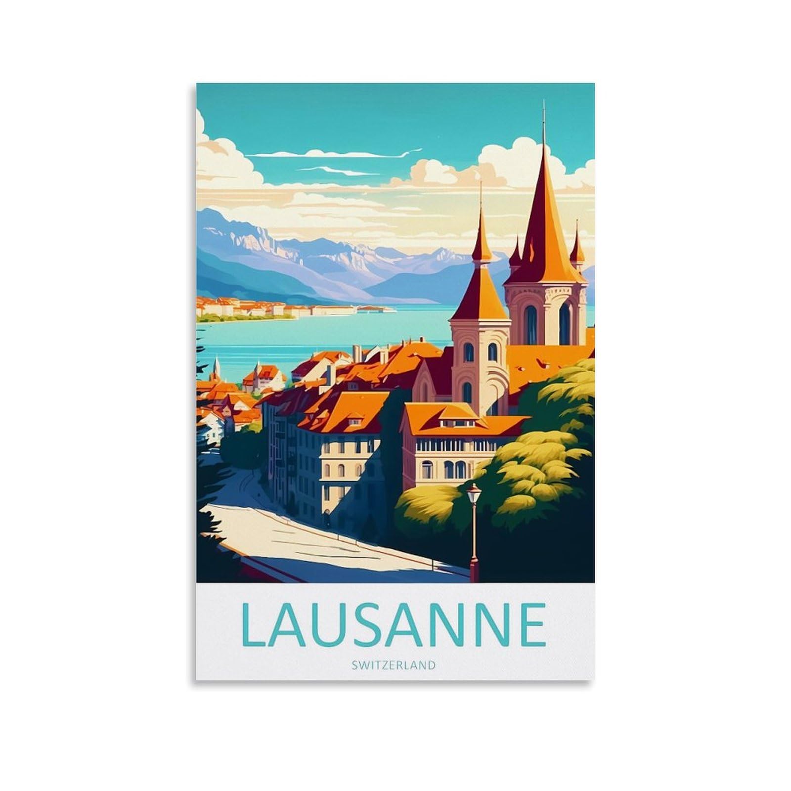 EZMLFA Diamond Painting Kits for Adults,Lausanne Switzerland DIY Crystal Embroidery Gifts,Diamond Art Craft,for Living Room Home 50x60cm