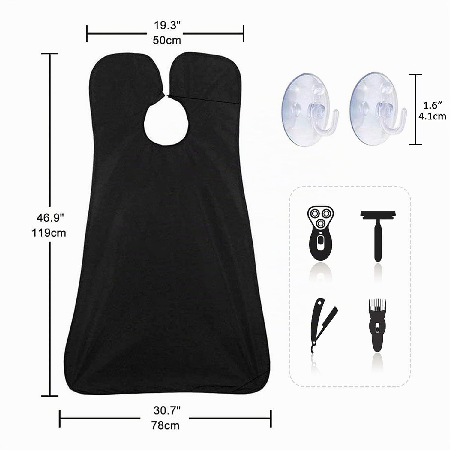 Grembiule da Barba, Impermeabile Telo per Barba, Cattura Barba e Capelli, Antiaderente, Con 2 Ventose, Regalo per Uomini, Regalo per La Festa del Padre, Regalo di Natale