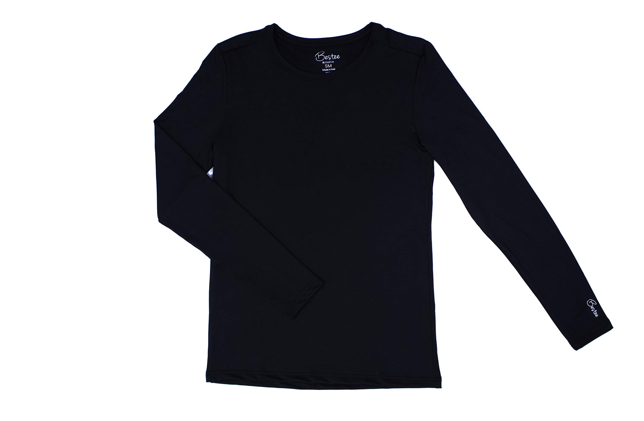 Maevn BESTEE Women's Basic Long Sleeve Under Scrub Tee (Medium, Black)
