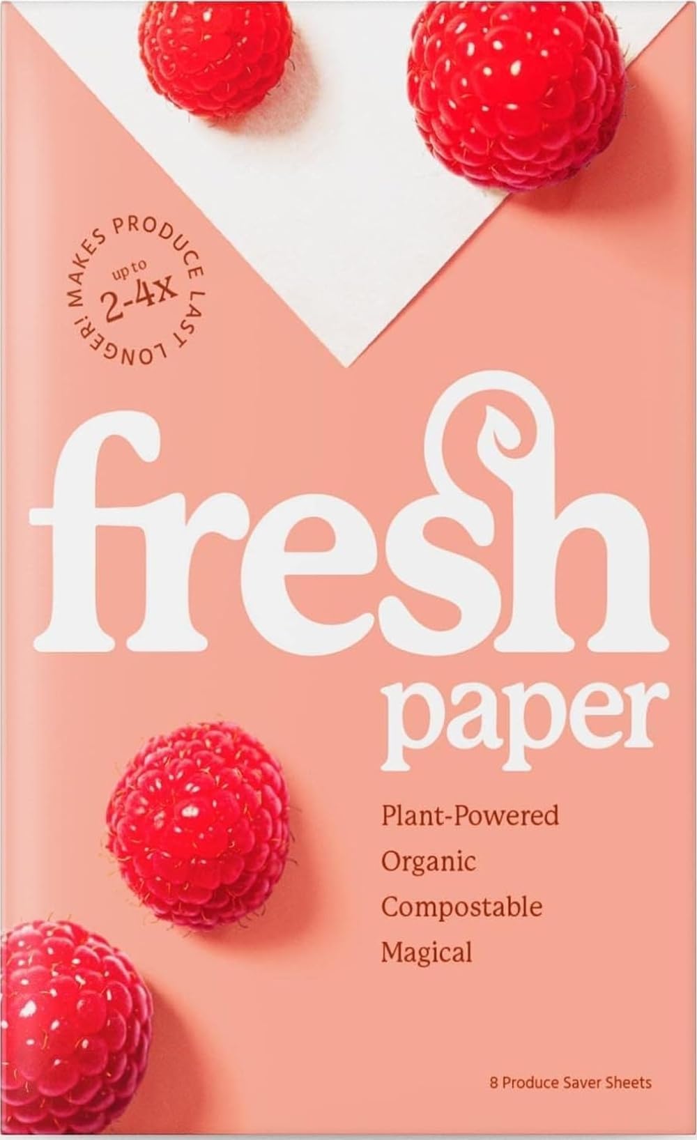FRESHPAPER Keeps Fruits & Vegetables Fresh for 2-4x Longer, 8 Reusable Food Saver Sheets for Produce (1 Pack), Made in the USA by The FRESHGLOW Co
