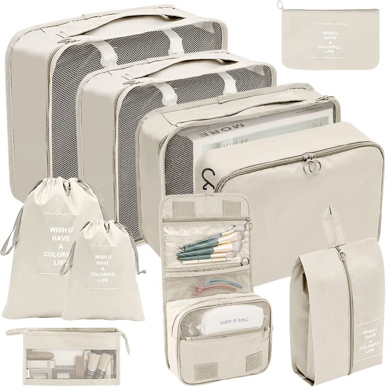 Organisateur de Bagages 10 Pèces anti froissement avec pochette de rangement étanche