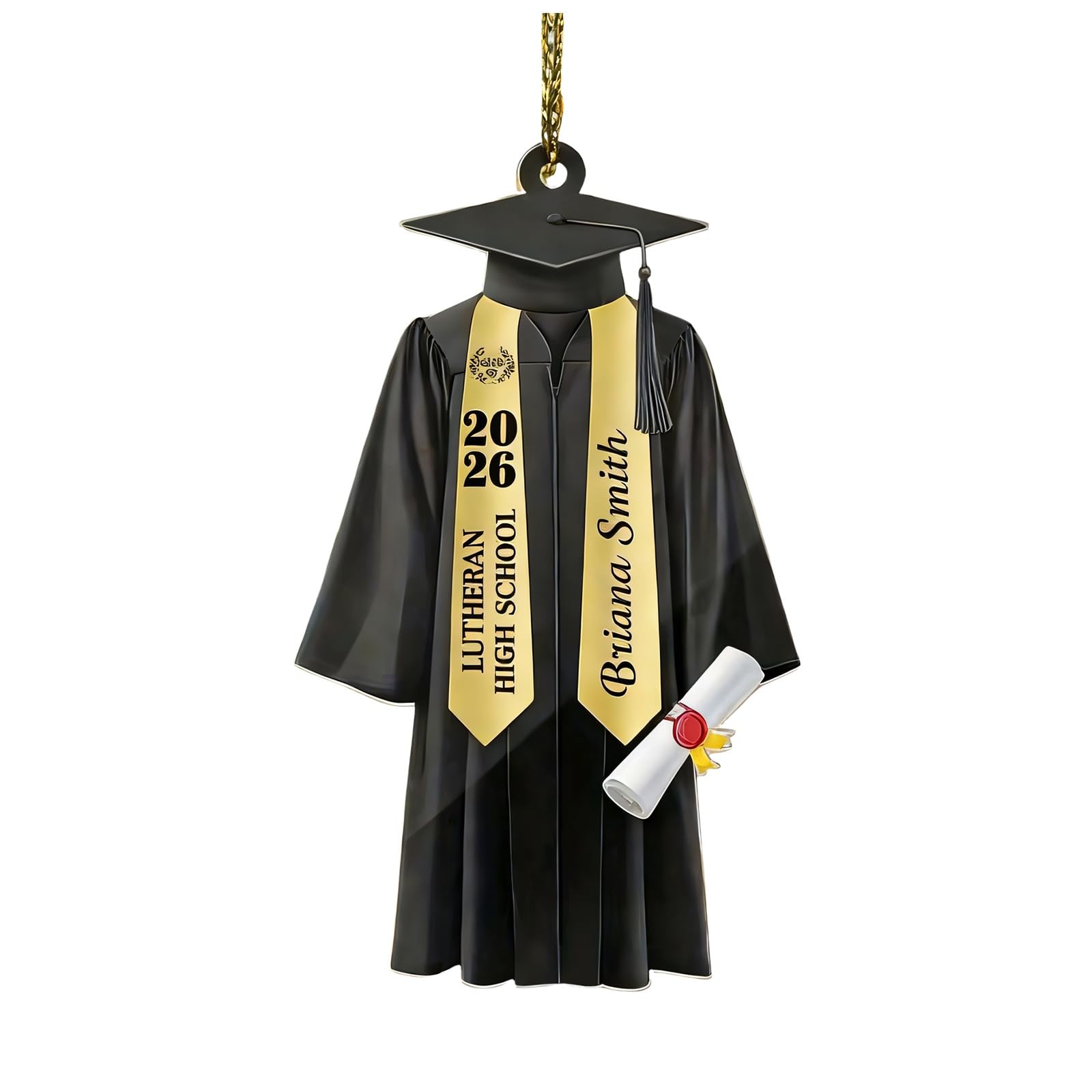 Class of 2026 2D Flat Acrylic Grad Gown Pendant Hanging Ornament Backpacks Charm for High School Senior Graduation Gift Acrylic Car Rearview Glass Decoration Bag Cahrm Graduation Jewelry