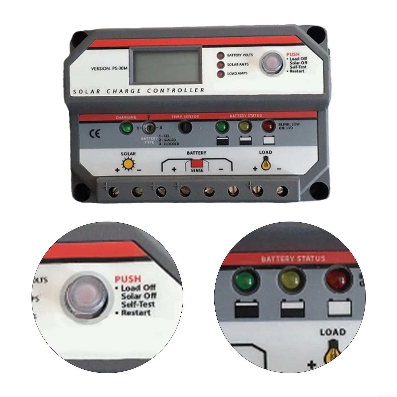 Régulateur pour pwm 30A 12/24V avec Écran LCD Régulateur pour