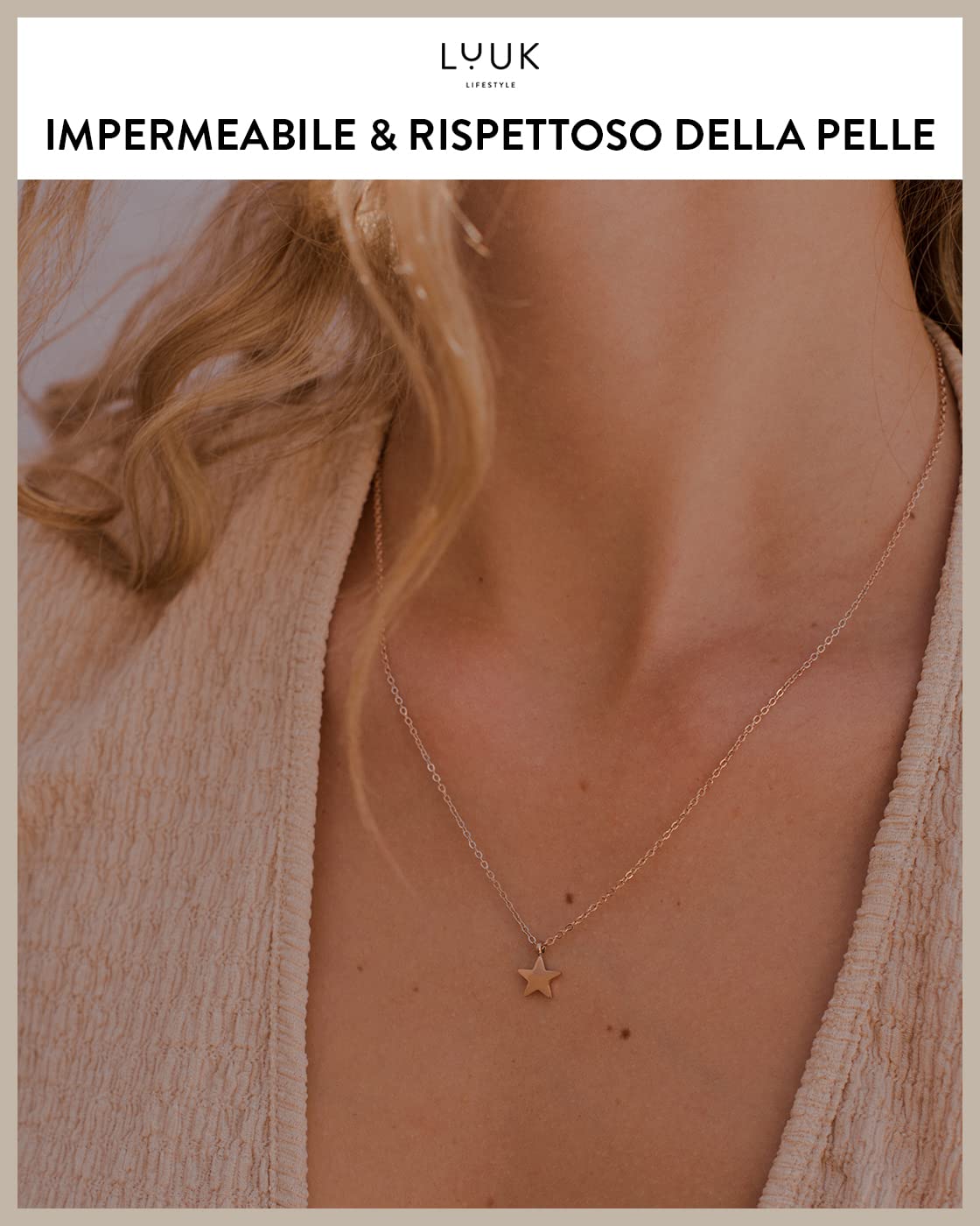 LUUK LIFESTYLE Collana con Ciondolo Diverso con carta Friendship, 50cm | Ciondolo Diverso, Acciaio Inossidabile, Impermeabile, Ipoallergenico, Catena Regolabile, Idea Regali donna, Lei
