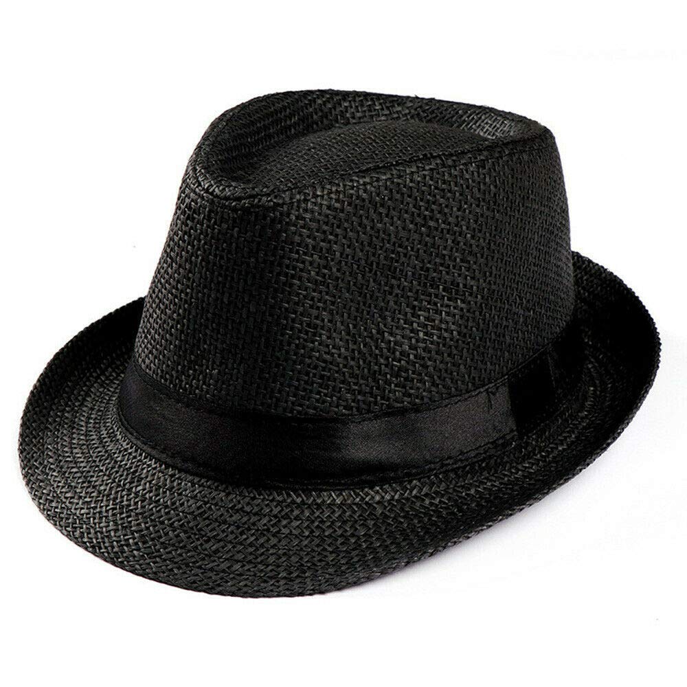 Boolavard Mujeres de ala Ancha de Paja Panamá Enrollado Sombrero Fedora Beach Sun Hat UPF50 +